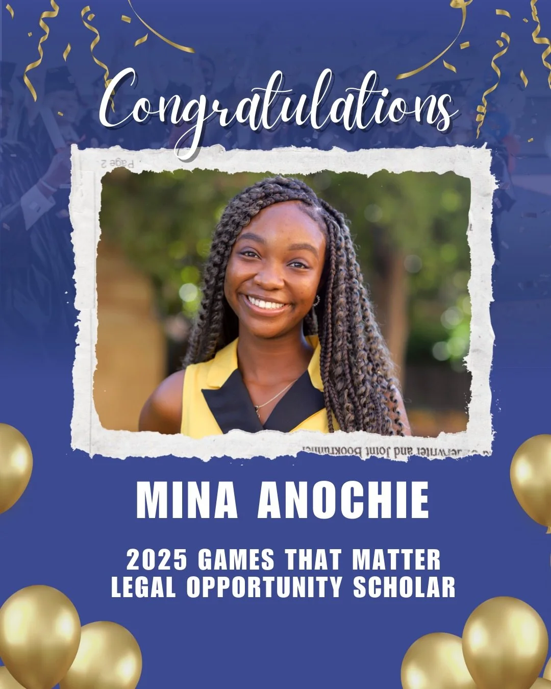 We&rsquo;re excited to spotlight Mina Anochie, our first-ever Games That Matter &rsquo;25 Scholar, who just completed the GTM Scholarship Program!

Mina brought thoughtfulness, curiosity, and a deep commitment to impact throughout her sessions with l