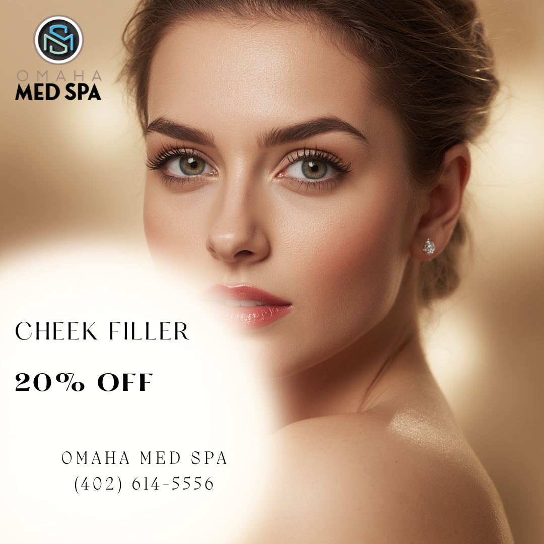 picture of beautiful women with attractive cheek bones and promotion of 20% off Voluma and Lyft