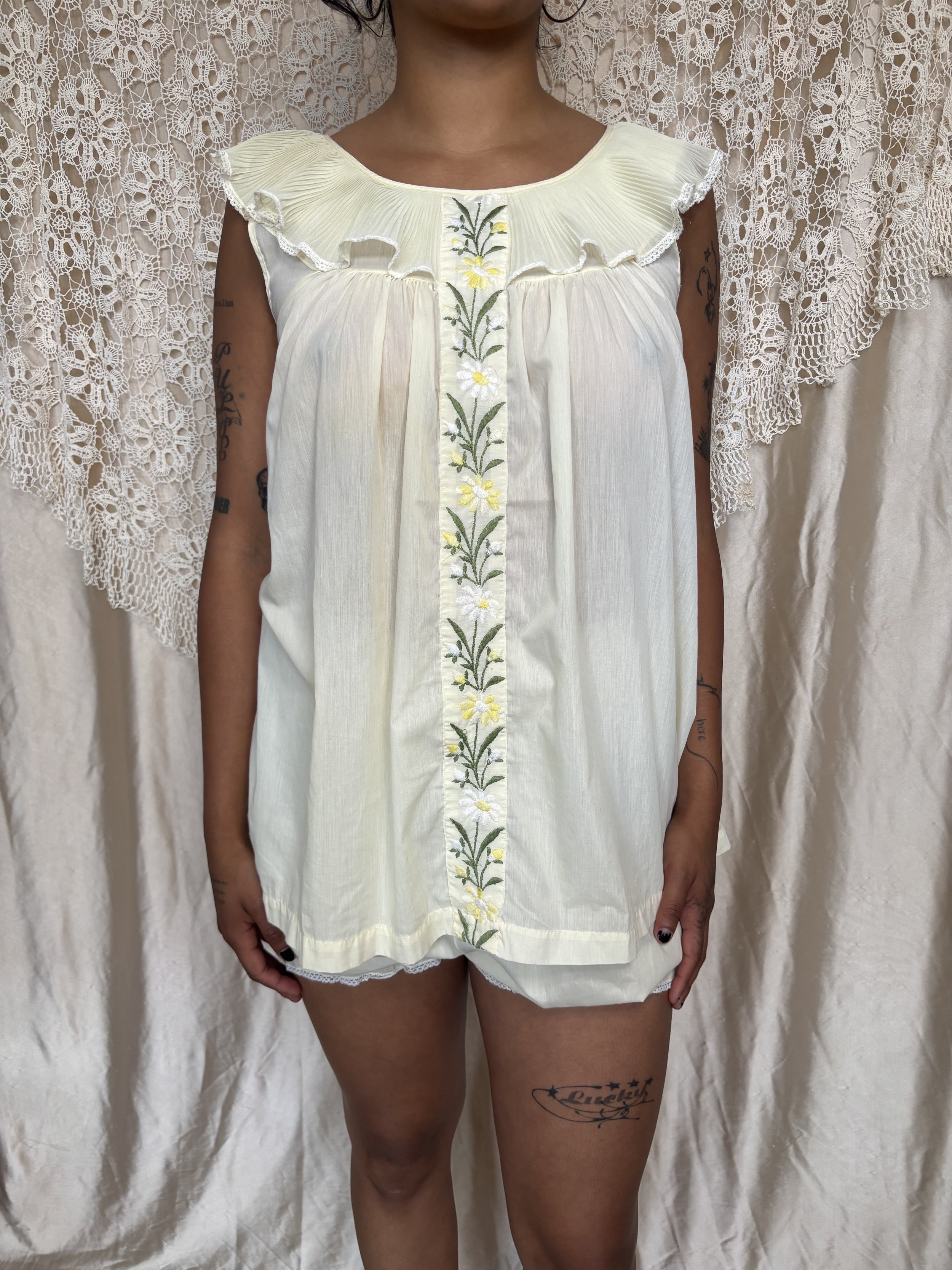 1960's Yellow Bloomer PJ Set