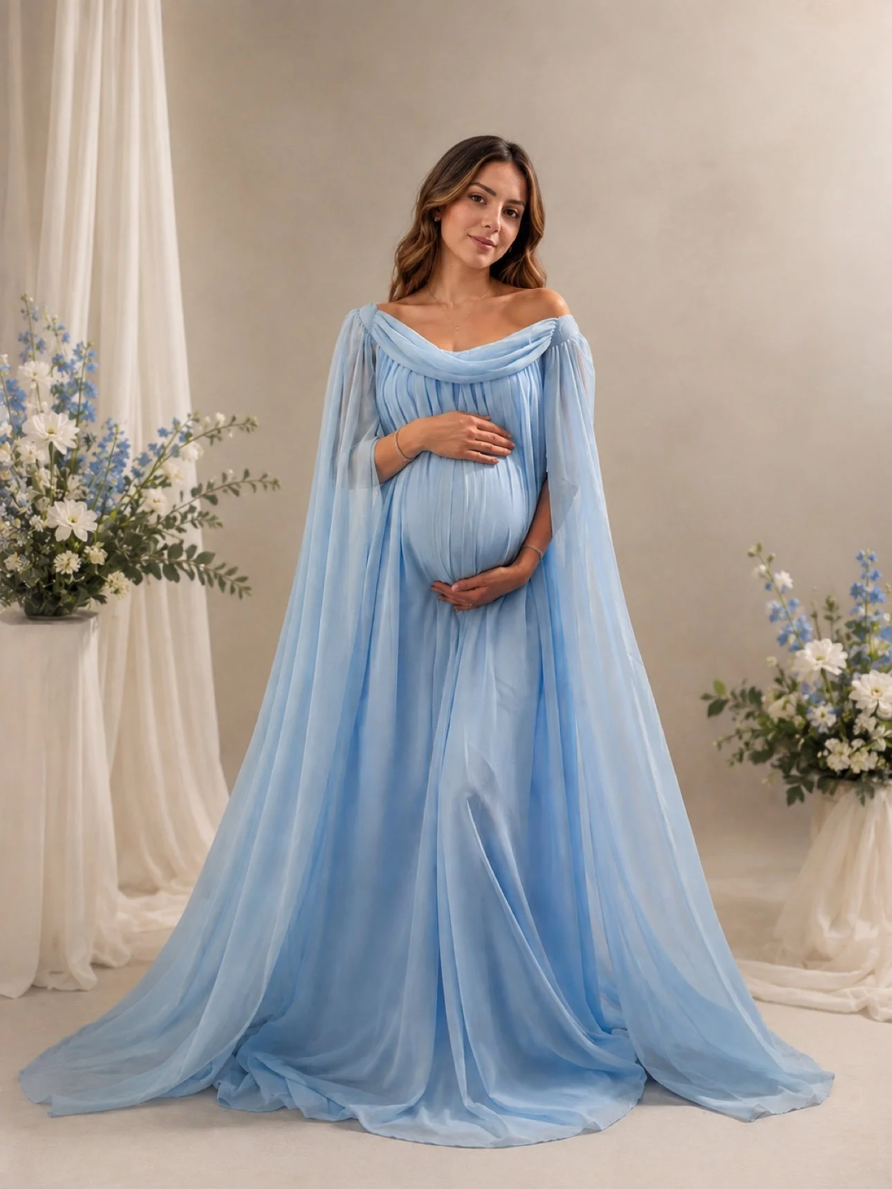 Maternity studio session — blue gown, Mr. Creative Ancaster studio