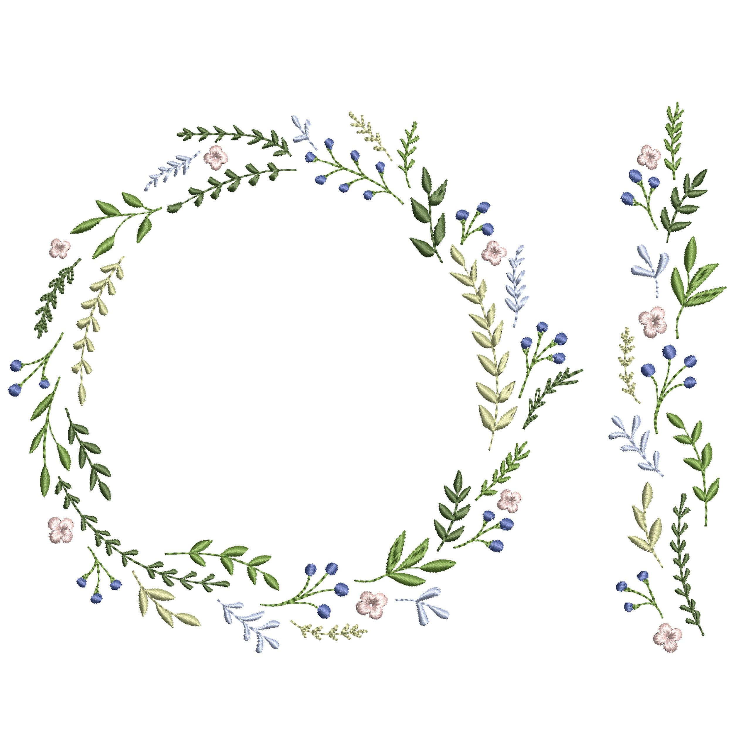 Beauty Wreath and Border Machine Embroidery Design
