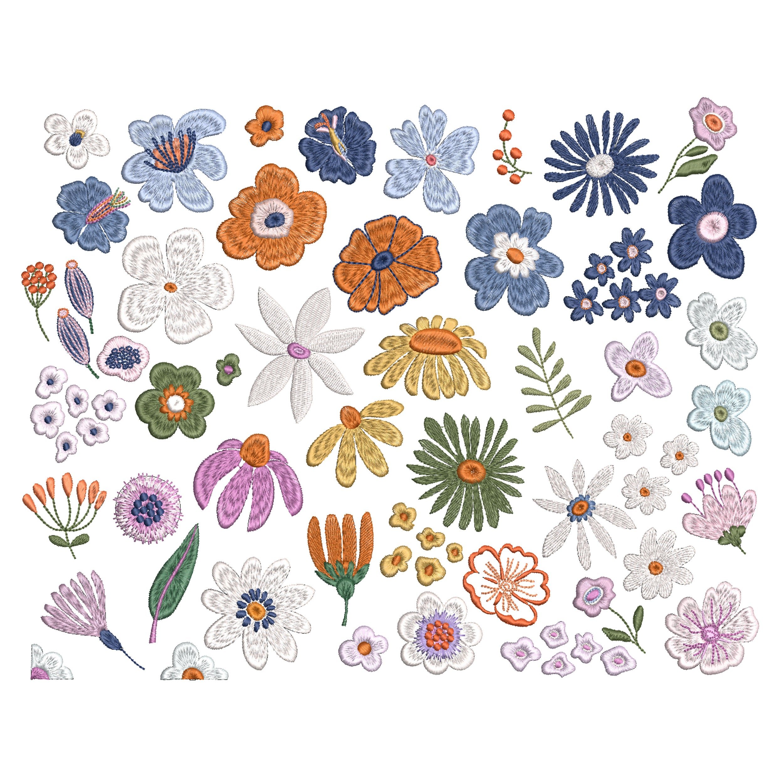 50 Mini Tiny Small Unique Flower Bundle Machine Embroidery Design