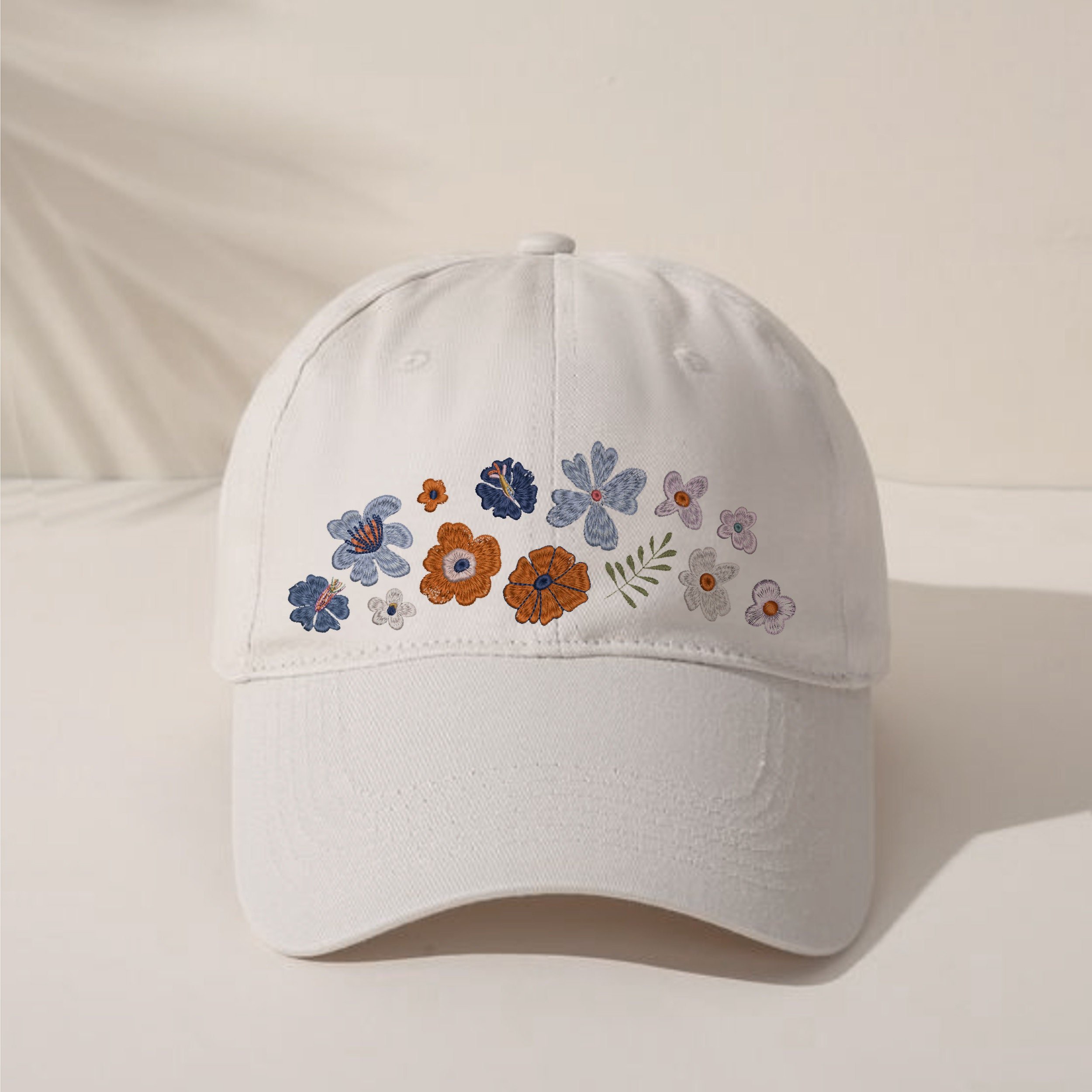 50 Mini Tiny Small Unique Flower Bundle Machine Embroidery Design embroidered on a cap