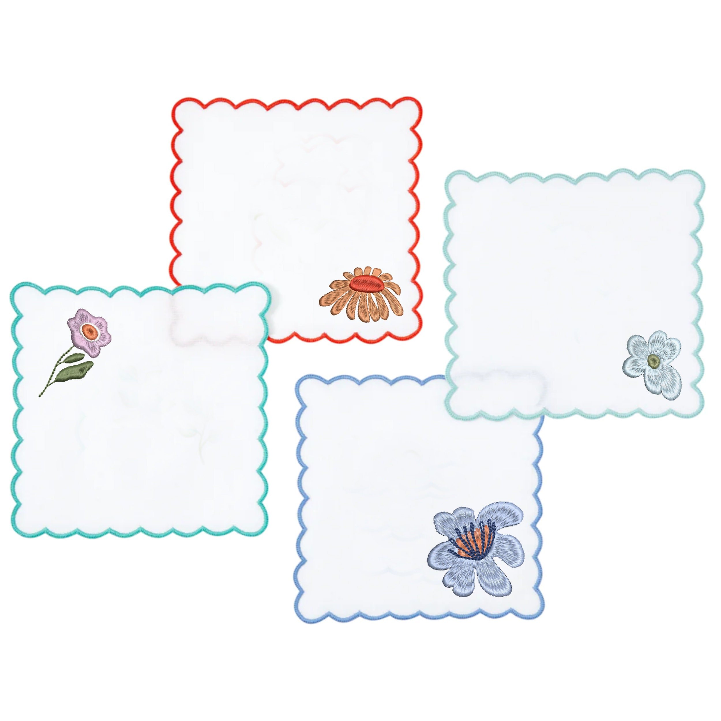 50 Mini Tiny Small Unique Flower Bundle Machine Embroidery Design embroidered on cocktail napkins
