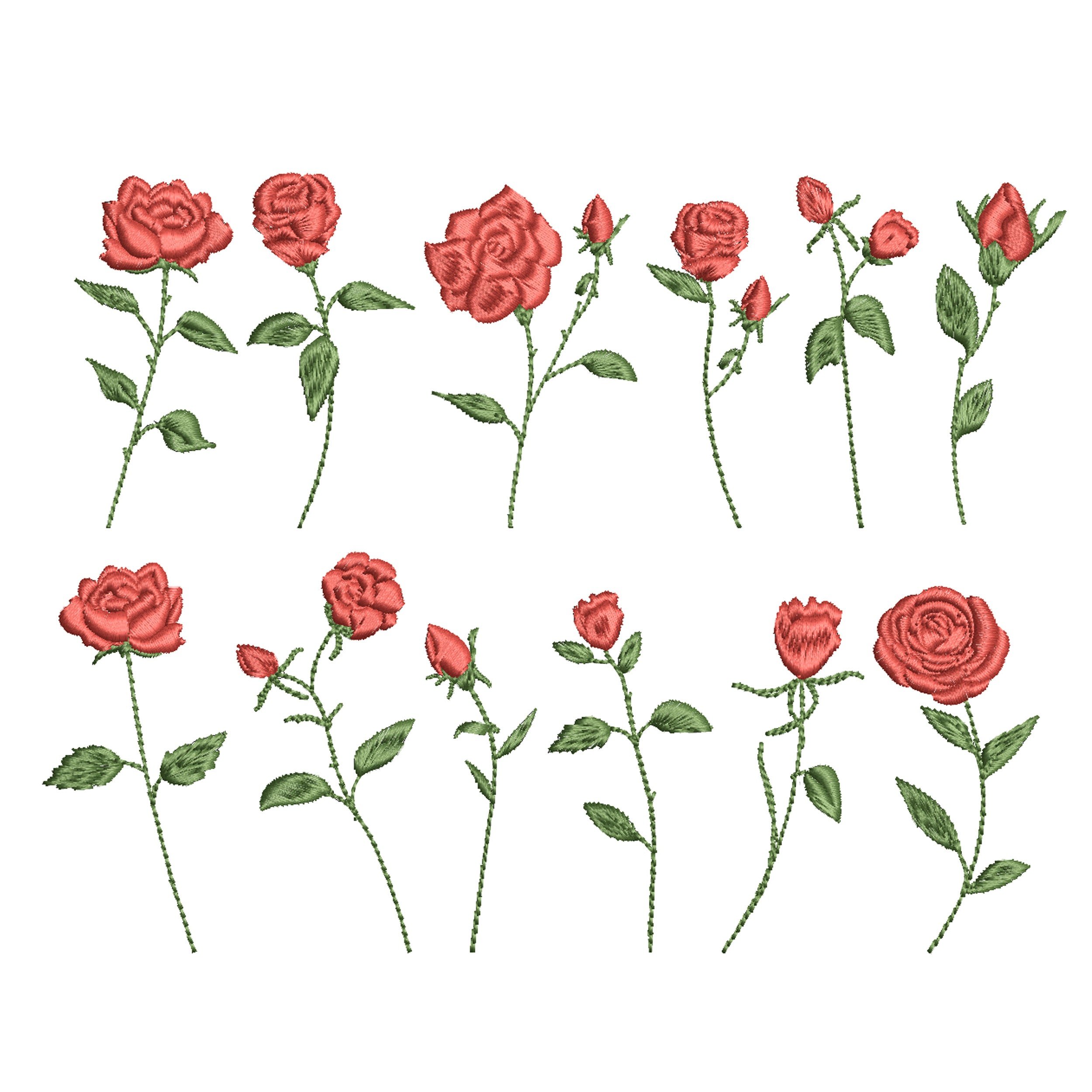 12 Rose Flowers Machine Embroidery Design