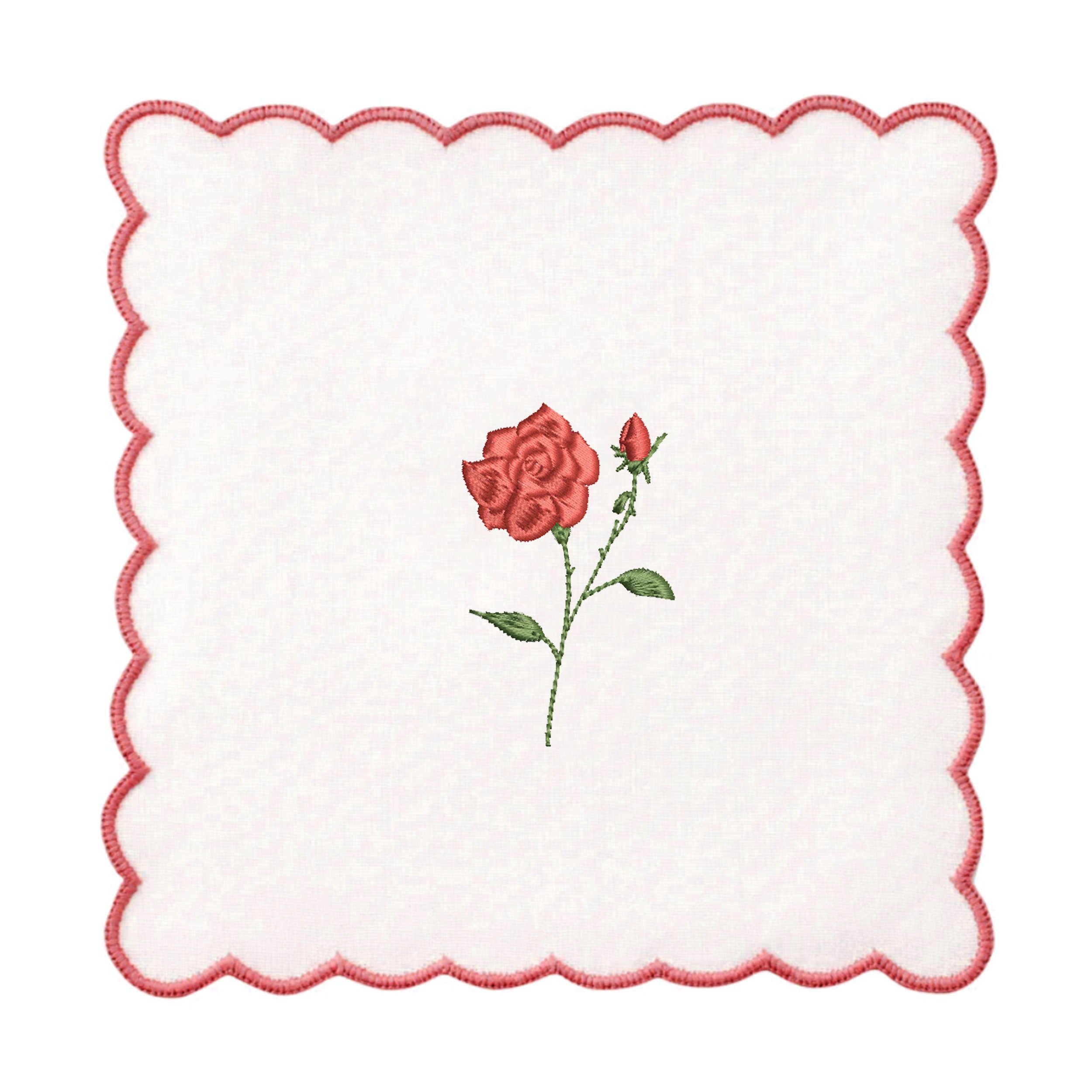 12 Rose Flowers Machine Embroidery Design embroidered on a napkin