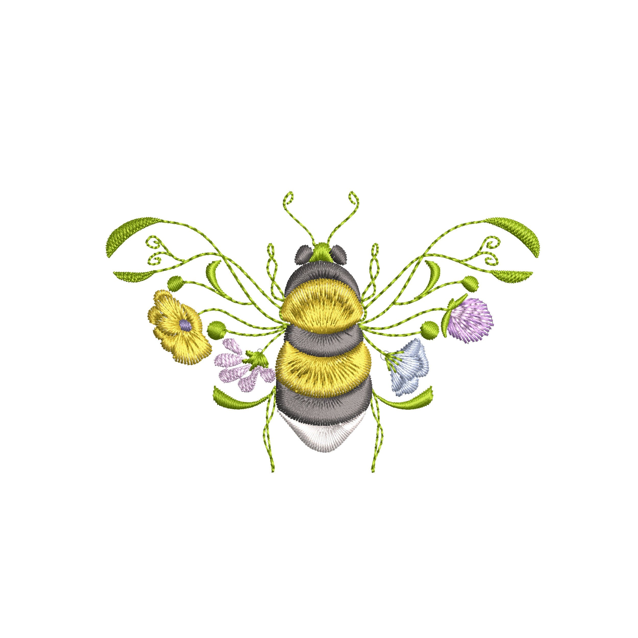 Garden Flower Bee Machine Embroidery Design Pattern