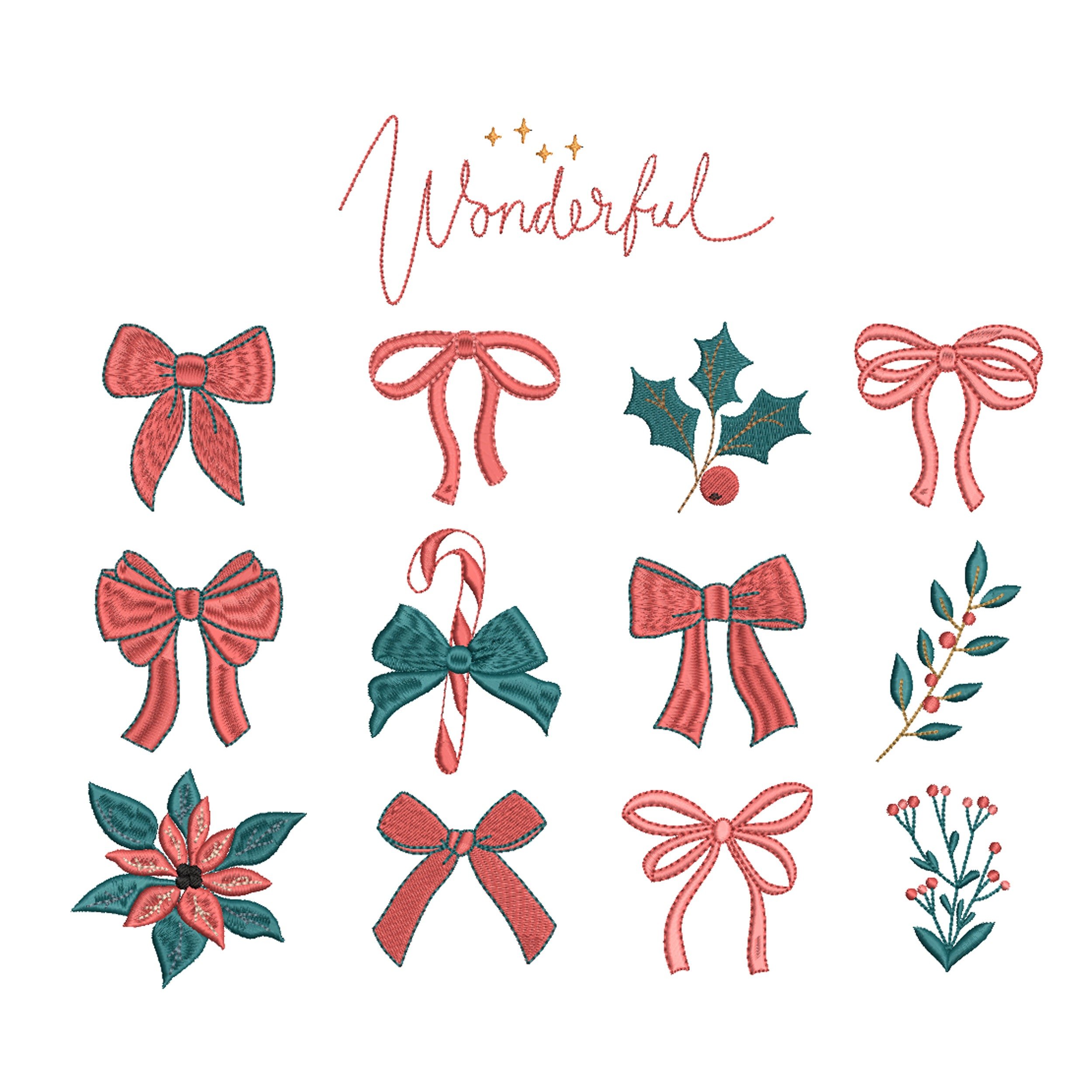 12 Wonderful Christmas Elements Machine Embroidery Design