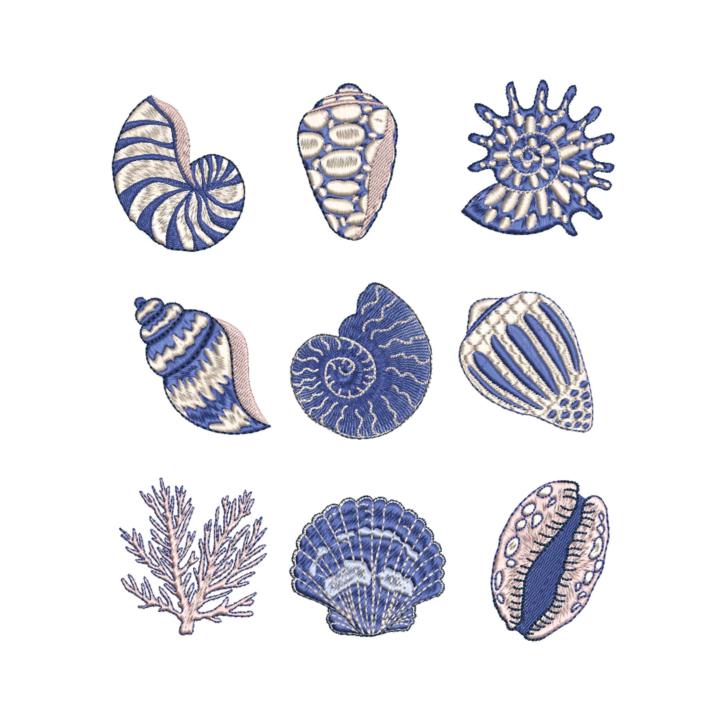 Nautical Seashell Machine Embroidery Design Set