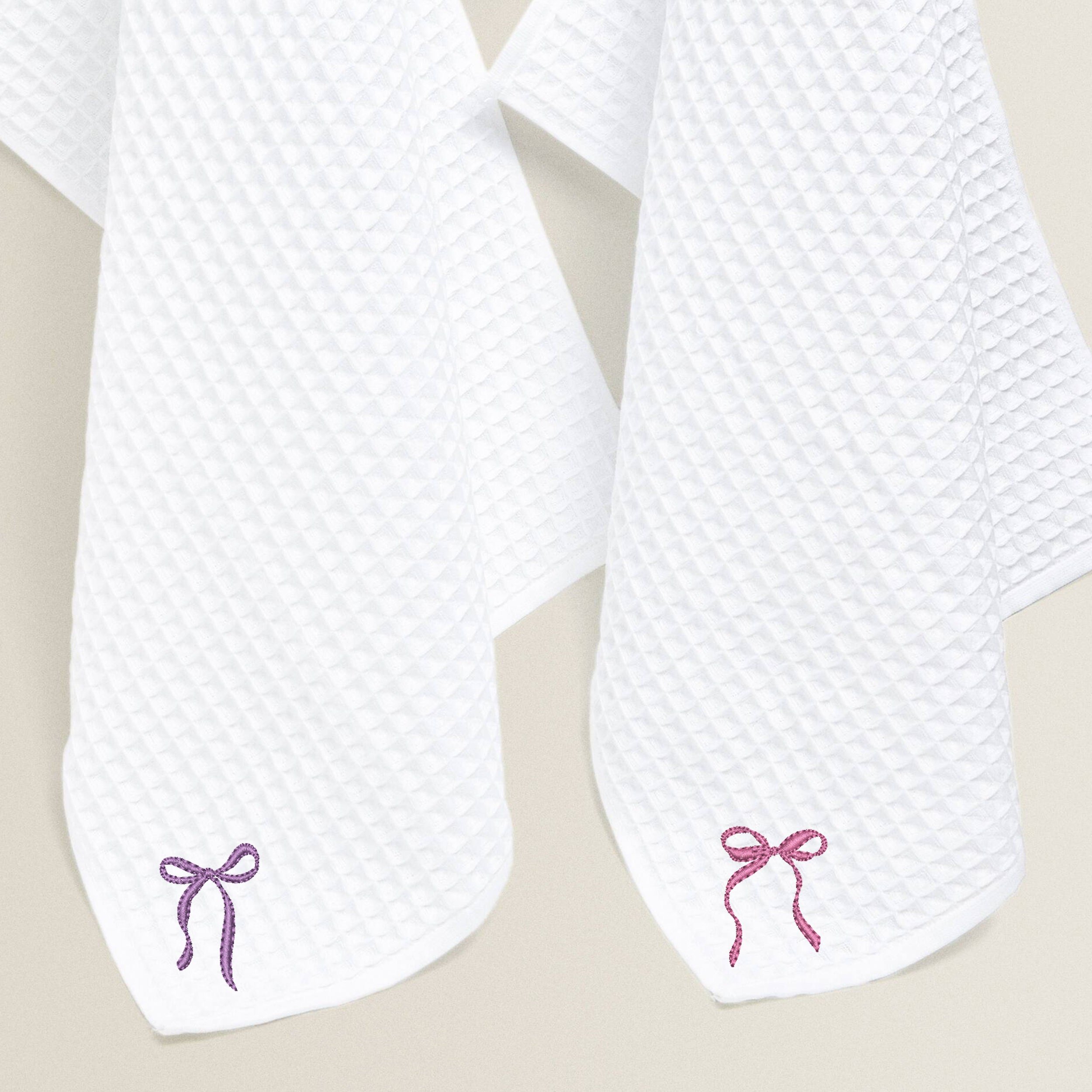 Amazing Bow Collection Machine Embroidery Design embroidered on a towel set
