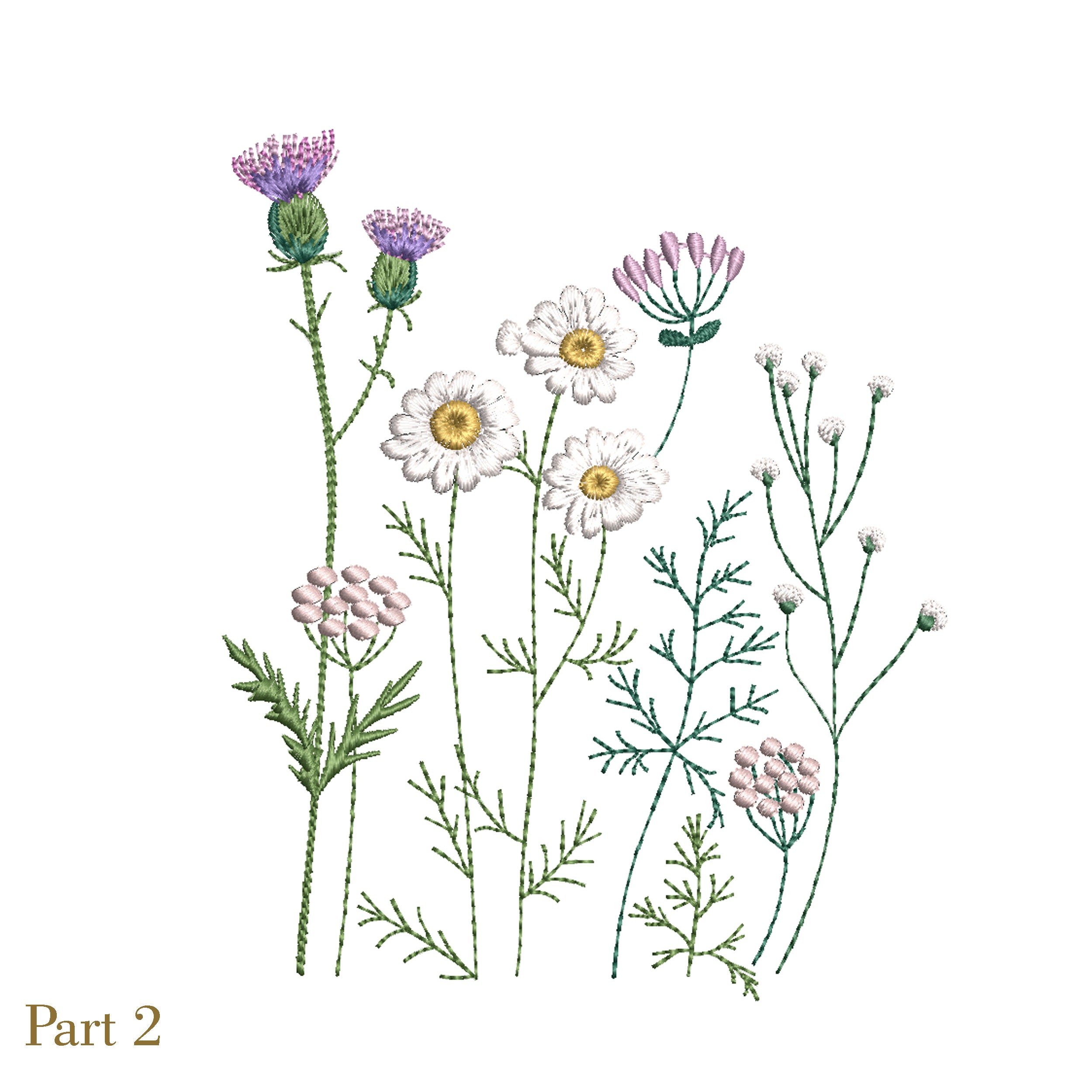 Camomile Flower Meadow Machine Embroidery Design File