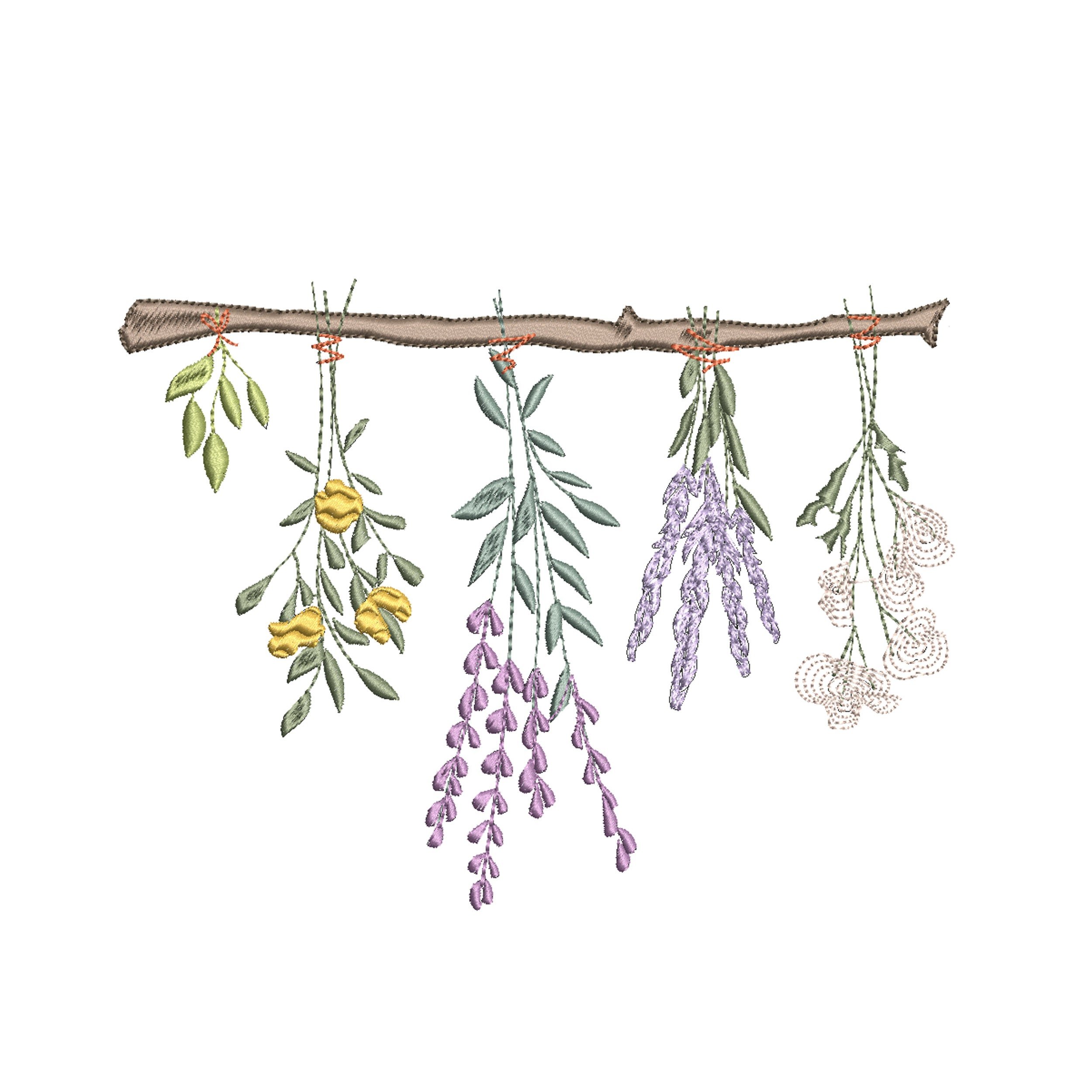 Drying Herb and Wildflower Border Machine Embroidery Design File