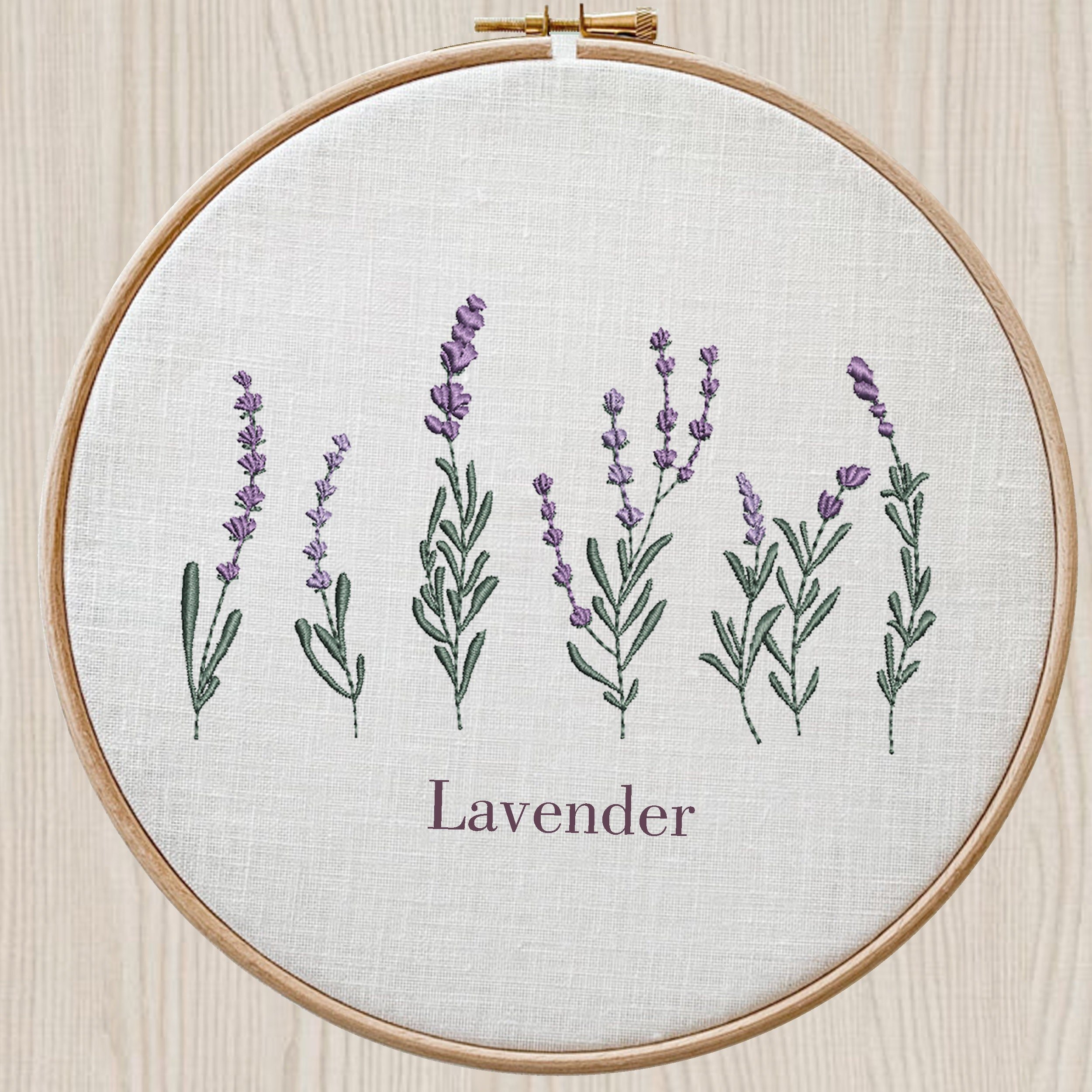 12 Lavender Flowers Machine Embroidery Design Mini Flower Digital Zip File embroidered on a hoop