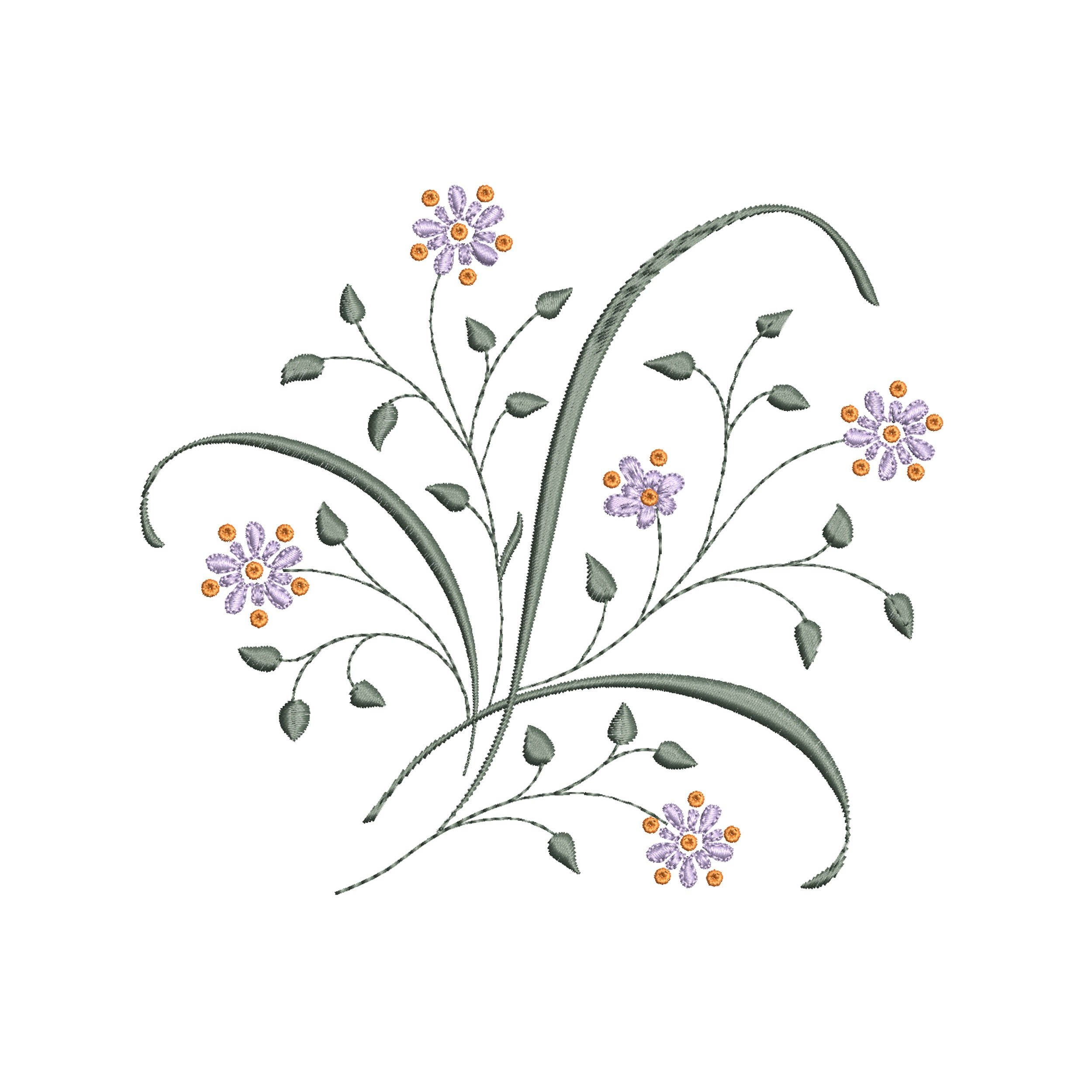 Fairytale Garden Flower Motif Machine Embroidery Design Digital File