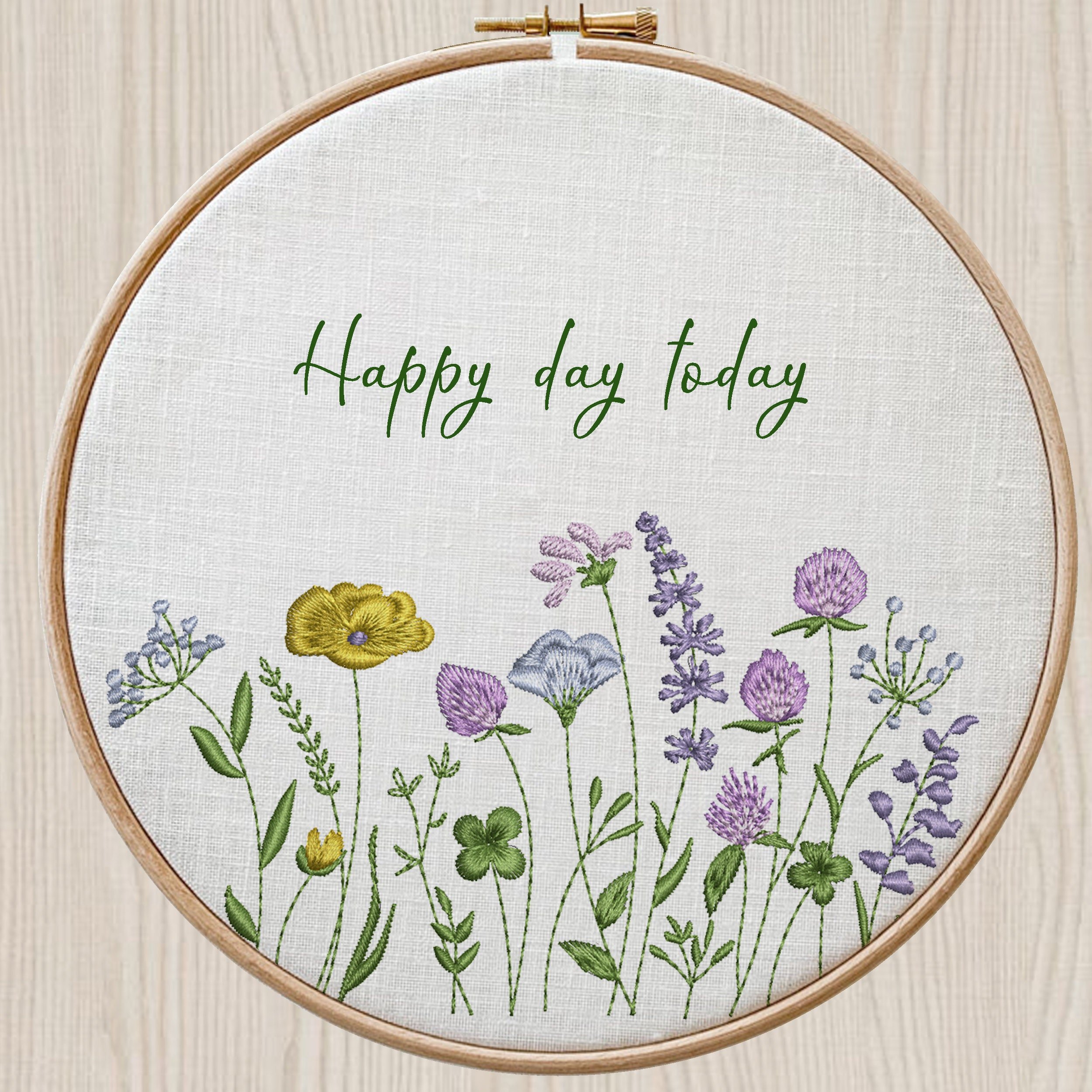 Clover Flower Garden Machine Embroidery Design embroidered on hoop