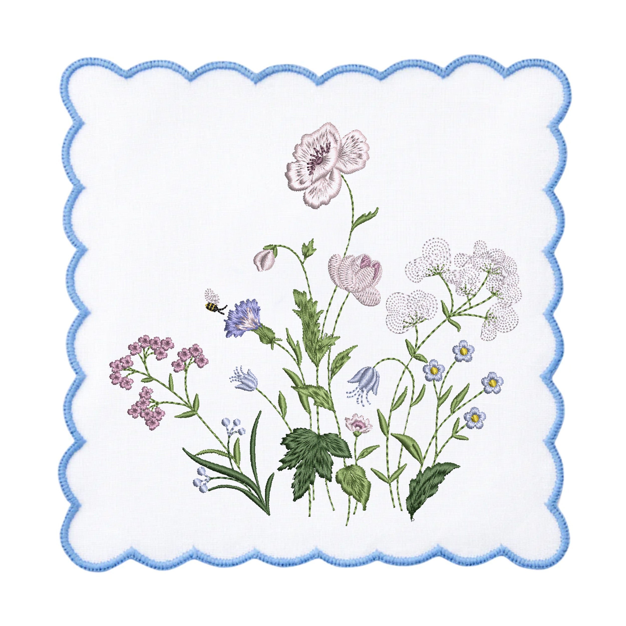 Fantastic Garden Machine Embroidery Design embroidered on a napkin
