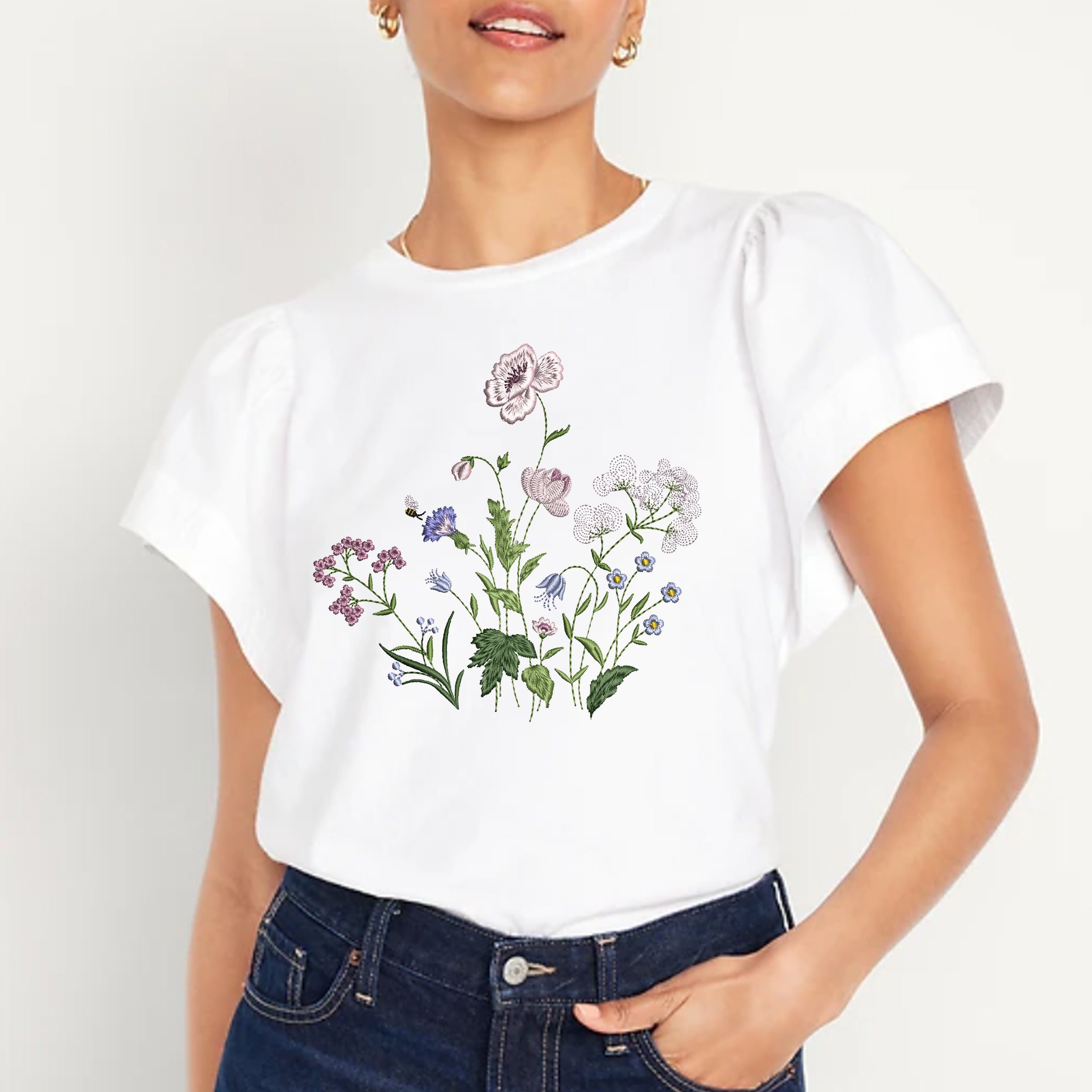 Fantastic Garden Machine Embroidery Design embroidered on a blouse