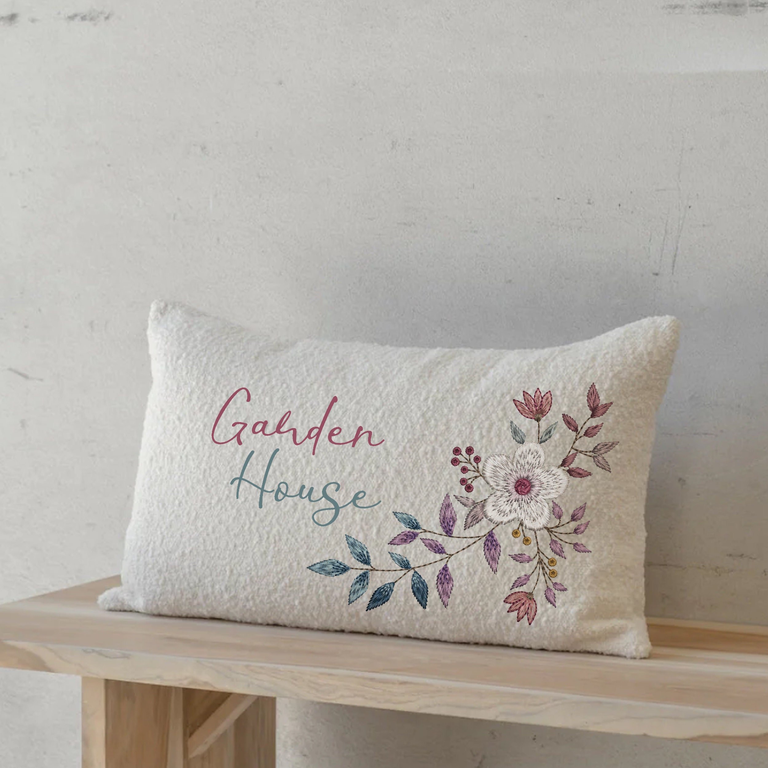 Classic Flower Branch Machine Embroidery Design Pattern zip file embroidered on a pillow