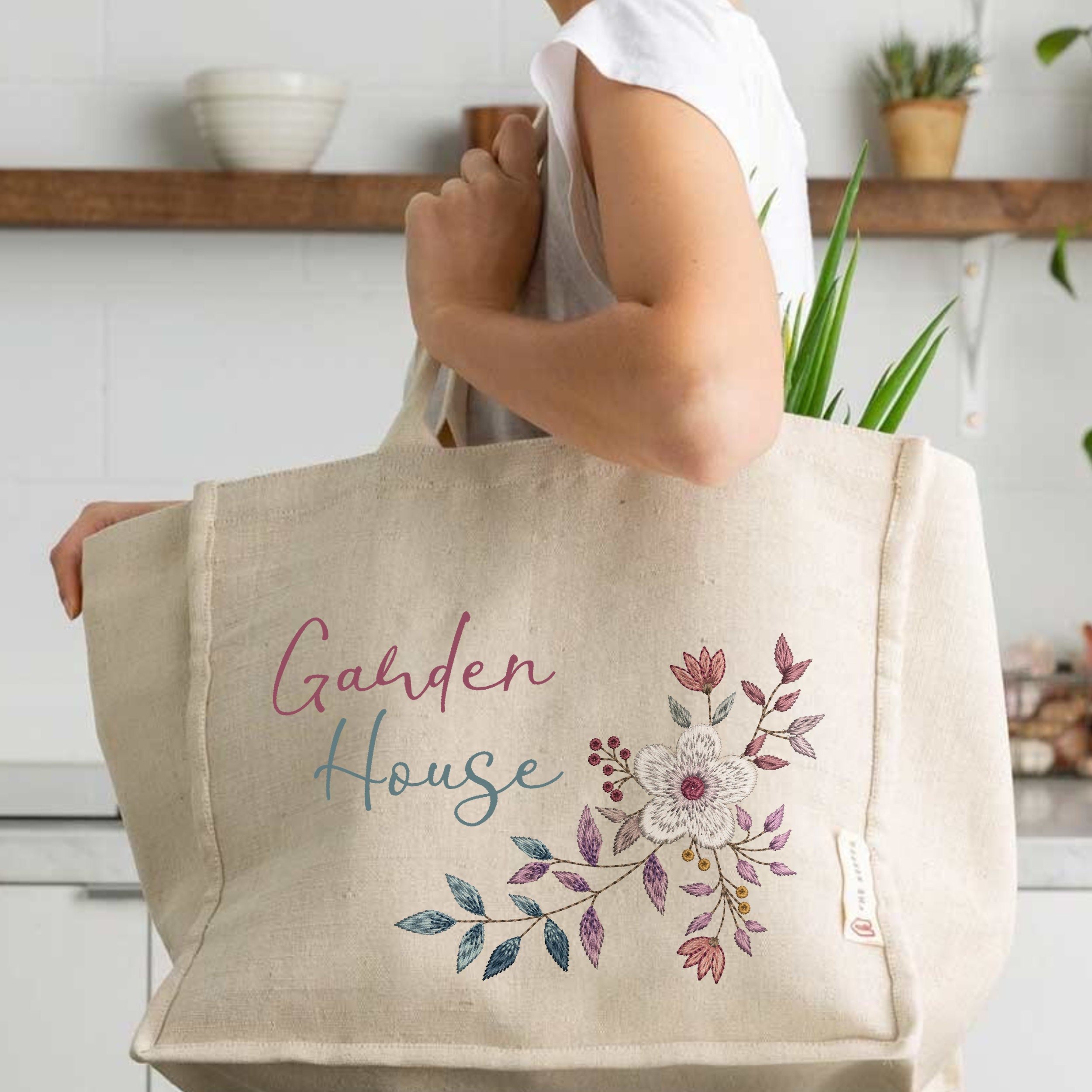 Classic Flower Branch Machine Embroidery Design Pattern zip file embroidered on a handbag