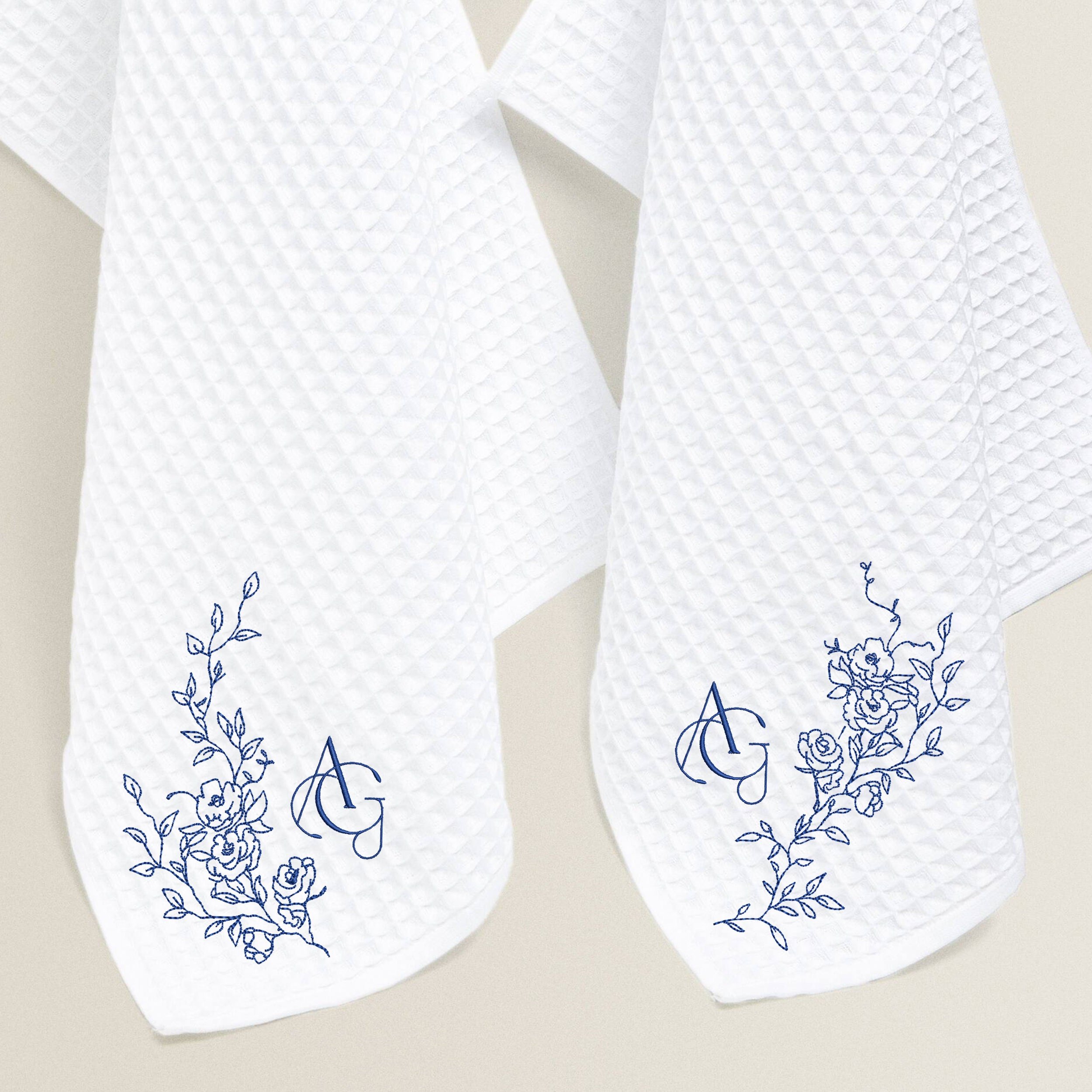 Rose Crest Wreath and Branches Machine Embroidery Design Set embroidered on a towel
