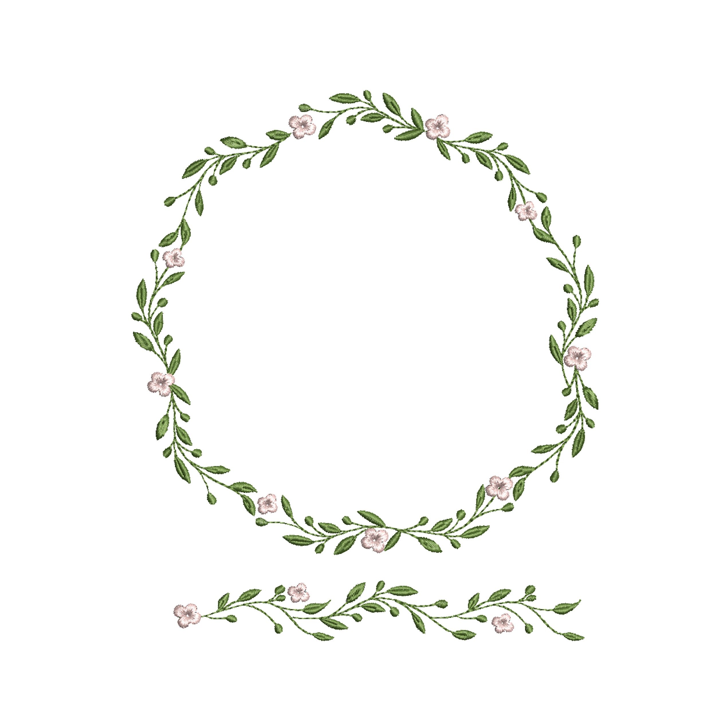 Favorite Floral Wreath and Border Machine Embroidery Design Pattern