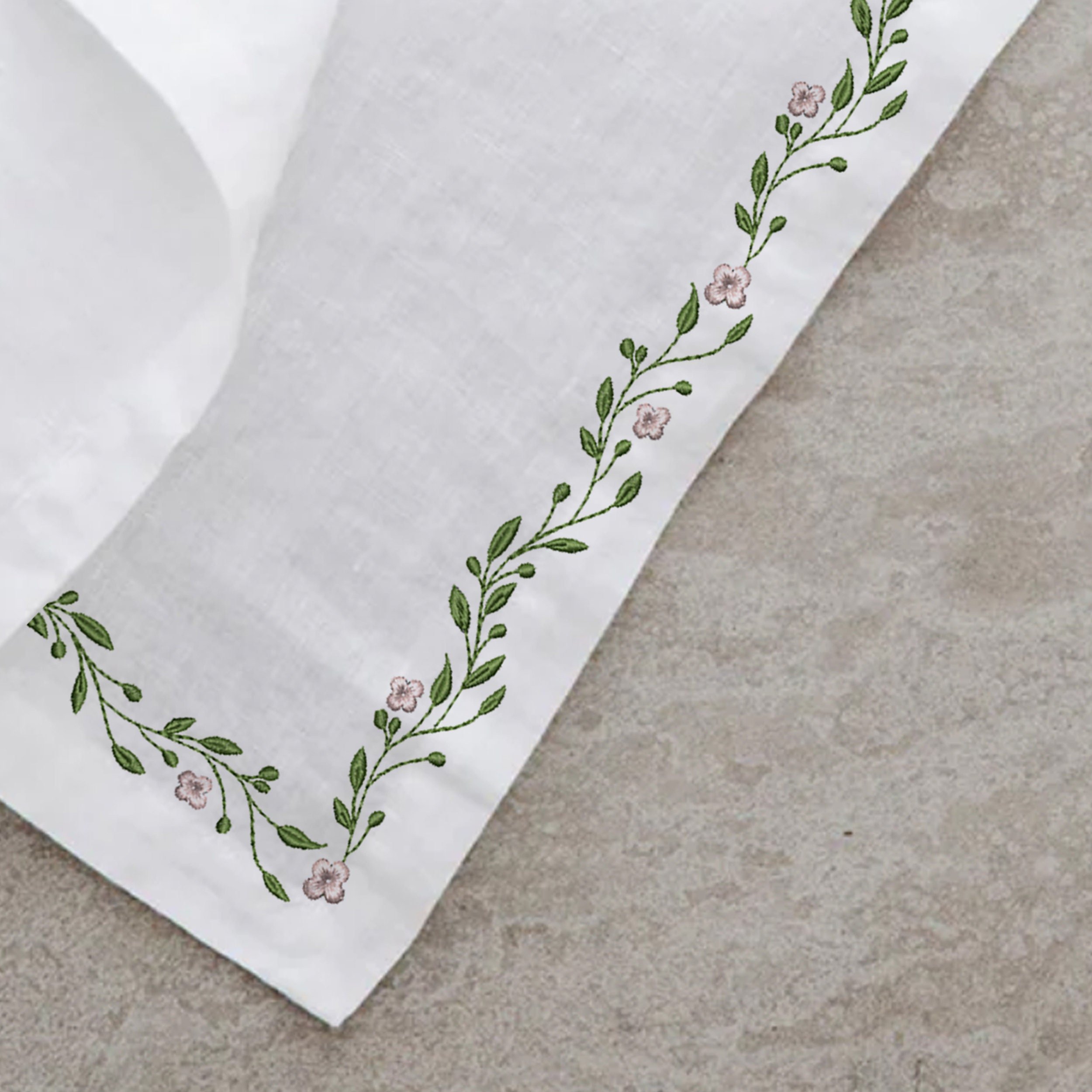 Favorite Floral Wreath and Border Machine Embroidery Design Pattern embroidered on a towel trim