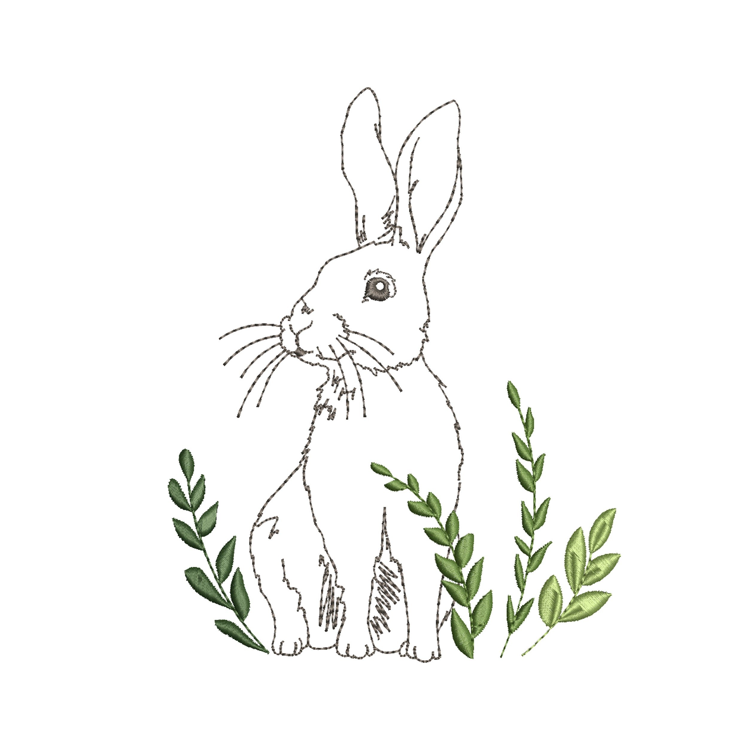 Meadow Hare Machine Embroidery Design File Easter Bunny Pattern