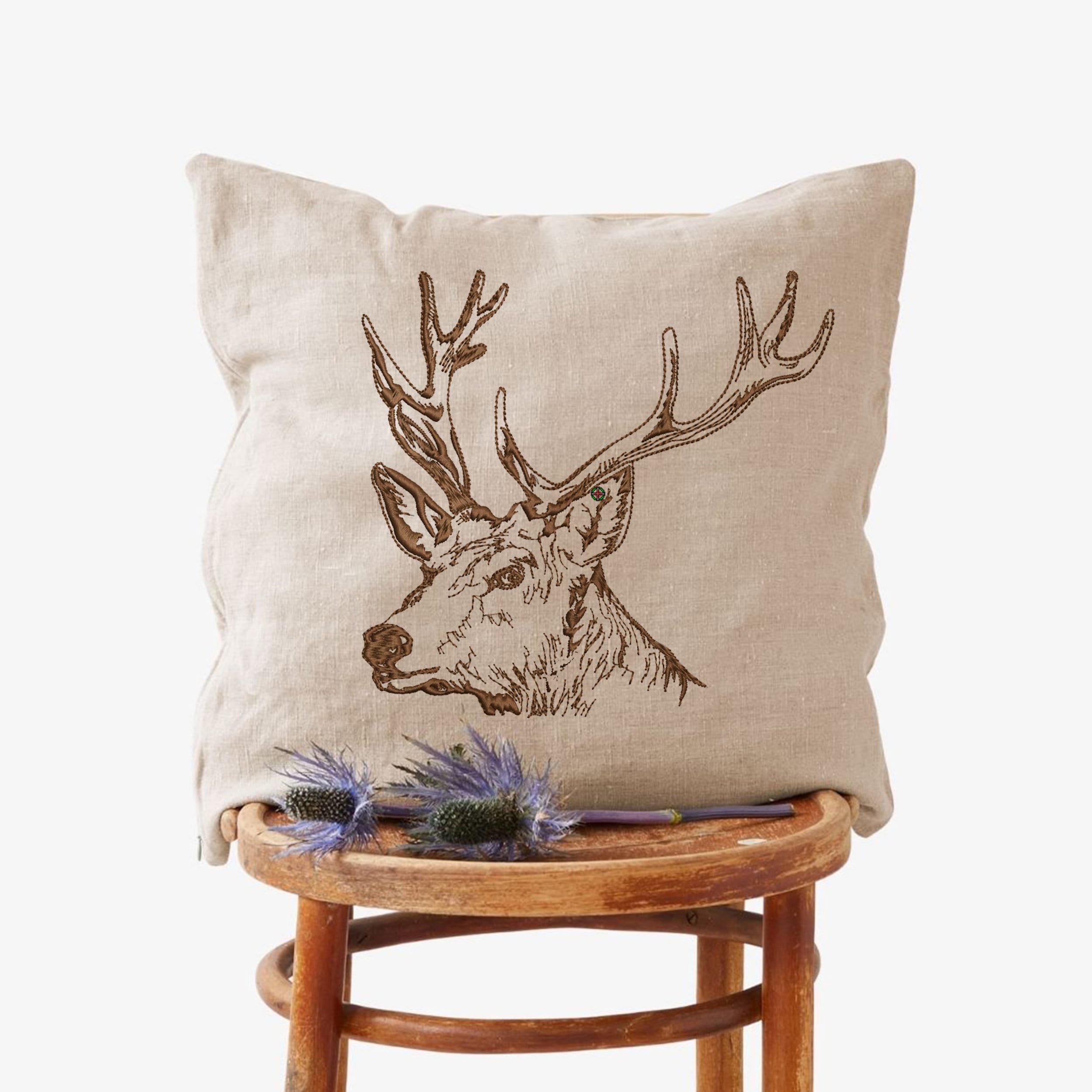 Deer Stag Machine Embroidery Design, Floral Farm Animal Instant Download embroidered on handbag