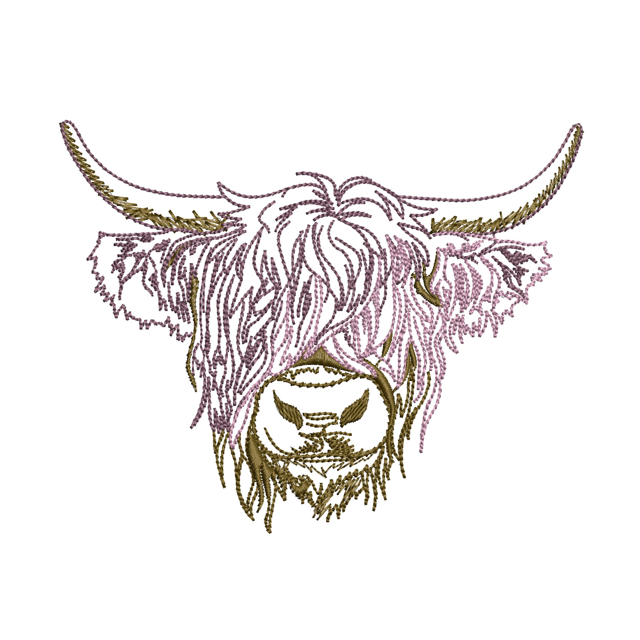 Scottish Highland Cow Machine Embroidery Design ZIP File