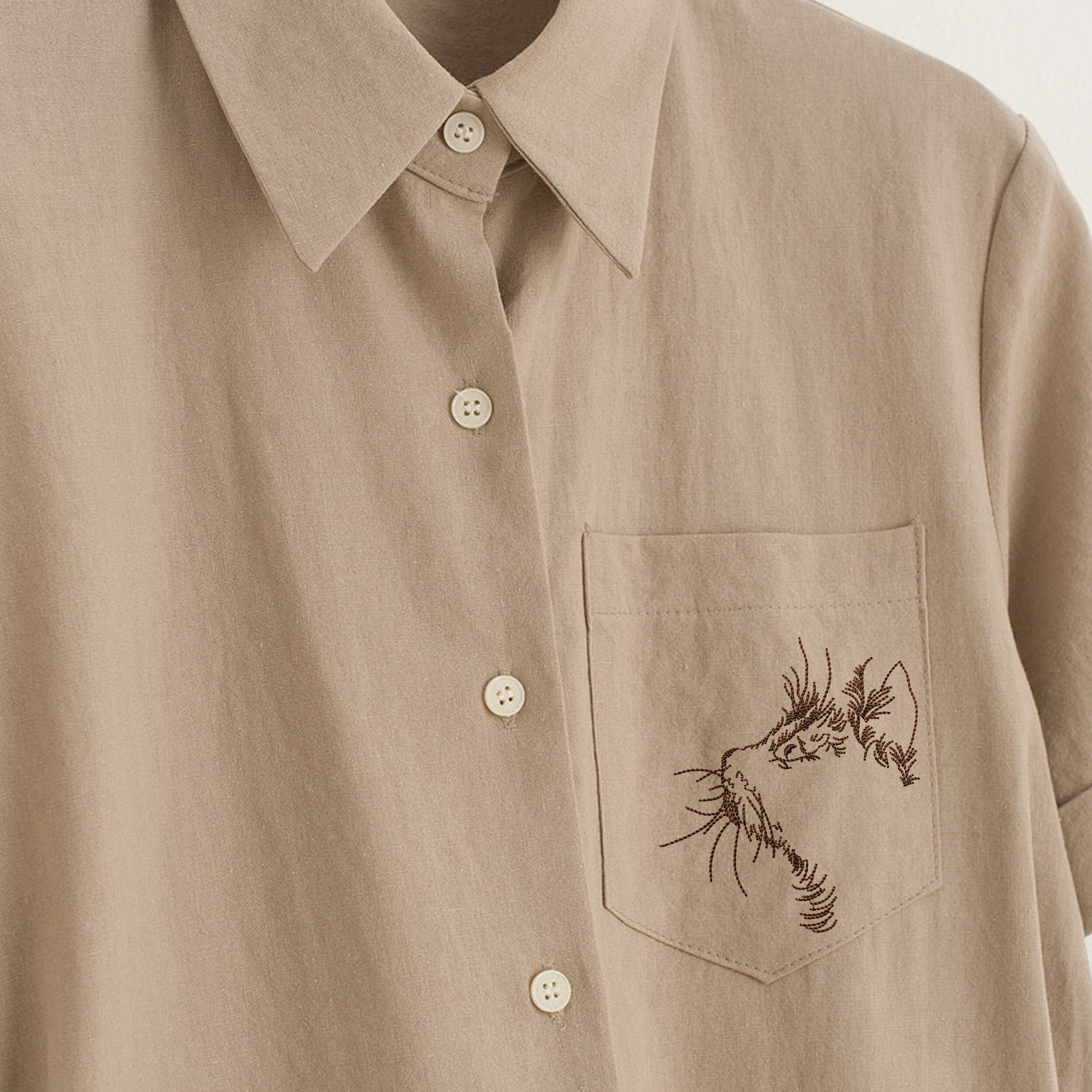 Cat Machine Embroidery Design embroidered on a pocket