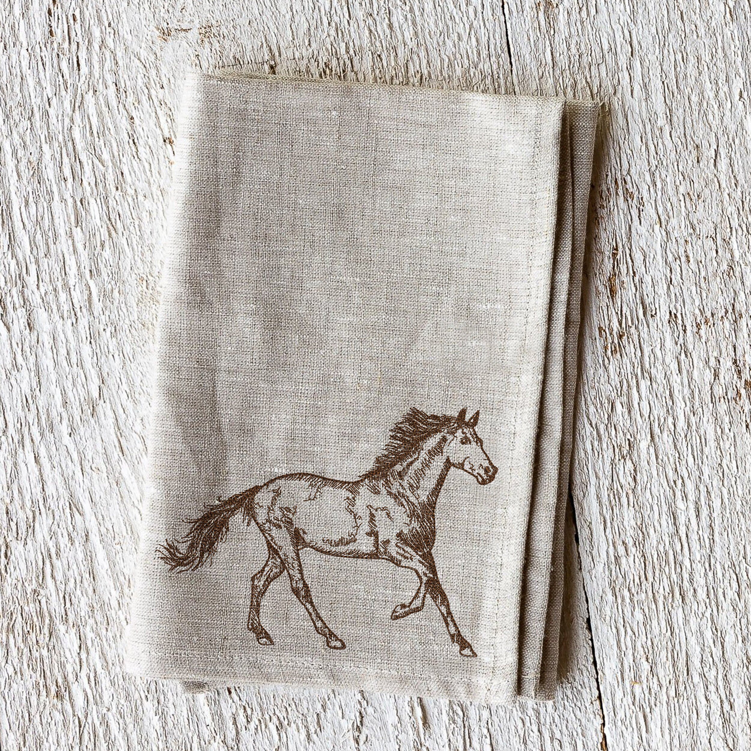 Horse Machine Embroidery Design embroidered on a towel
