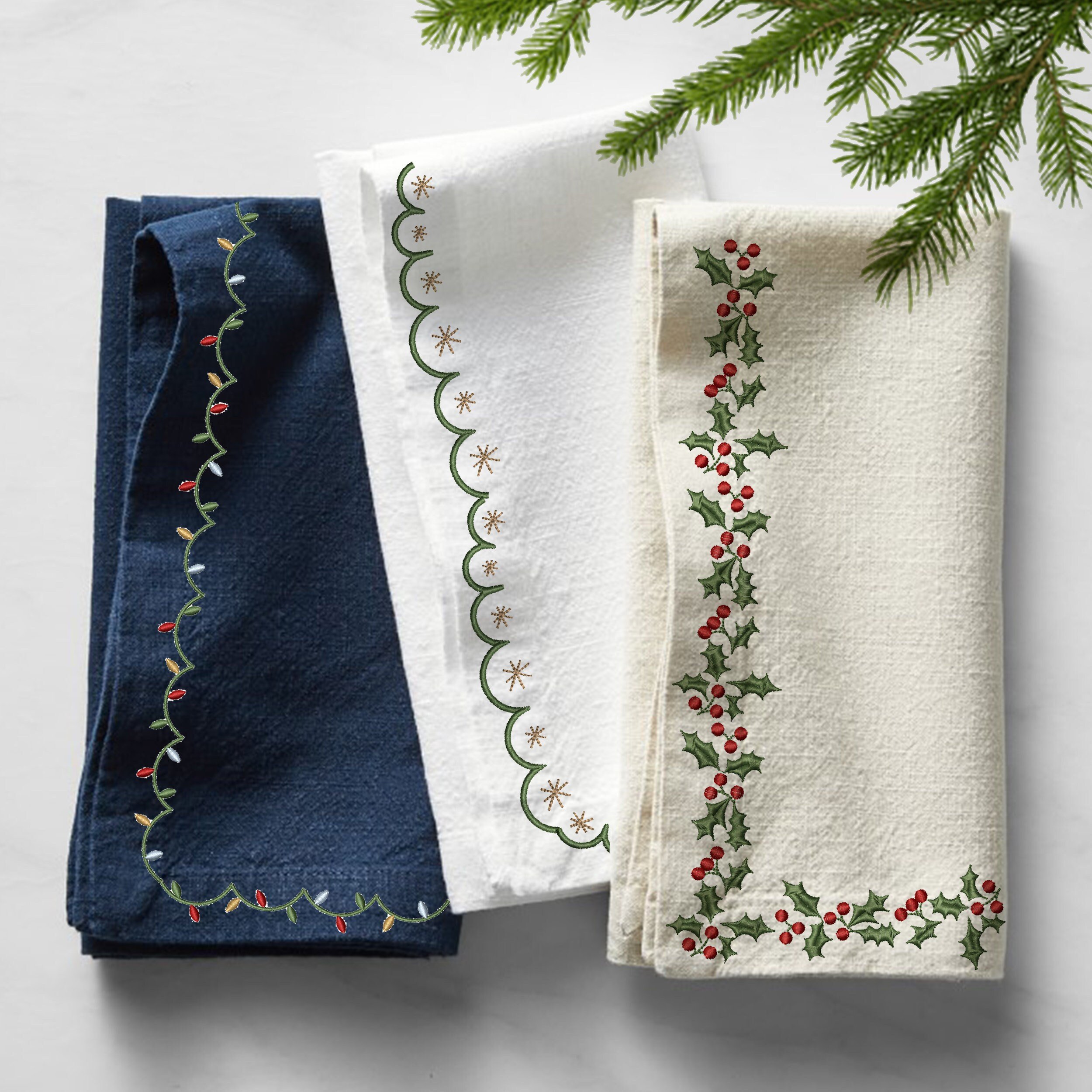 Lovely Christmas Machine Embroidery Bundle embroidered on towels