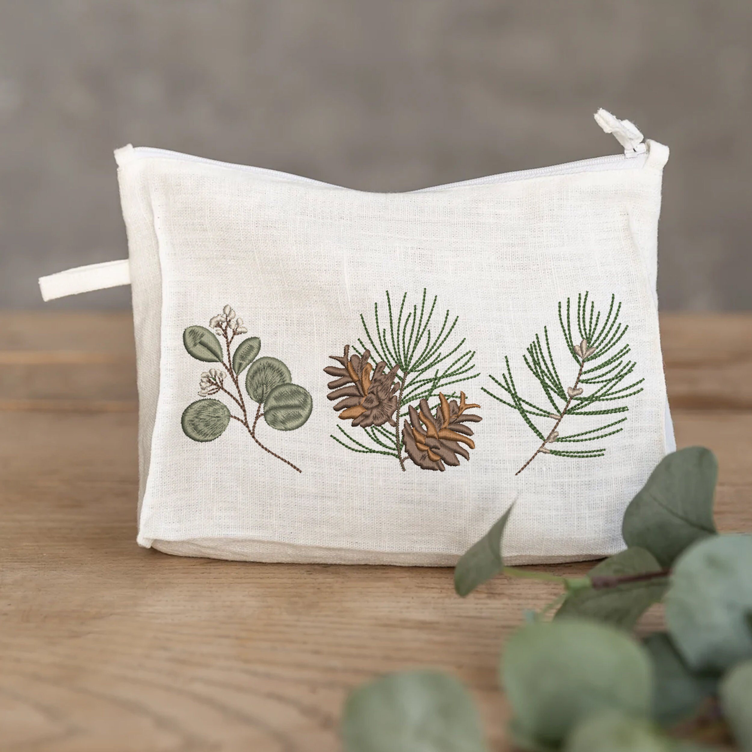Lovely Christmas Machine Embroidery Bundle embroidered on a pouch
