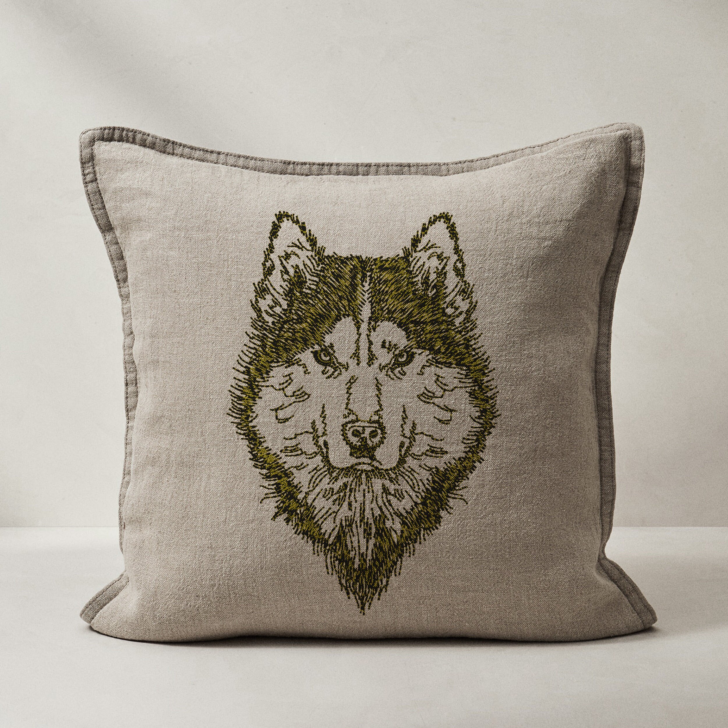 Husky Dog Machine Embroidery Design File Instant Download Zip embroidered on a pillow
