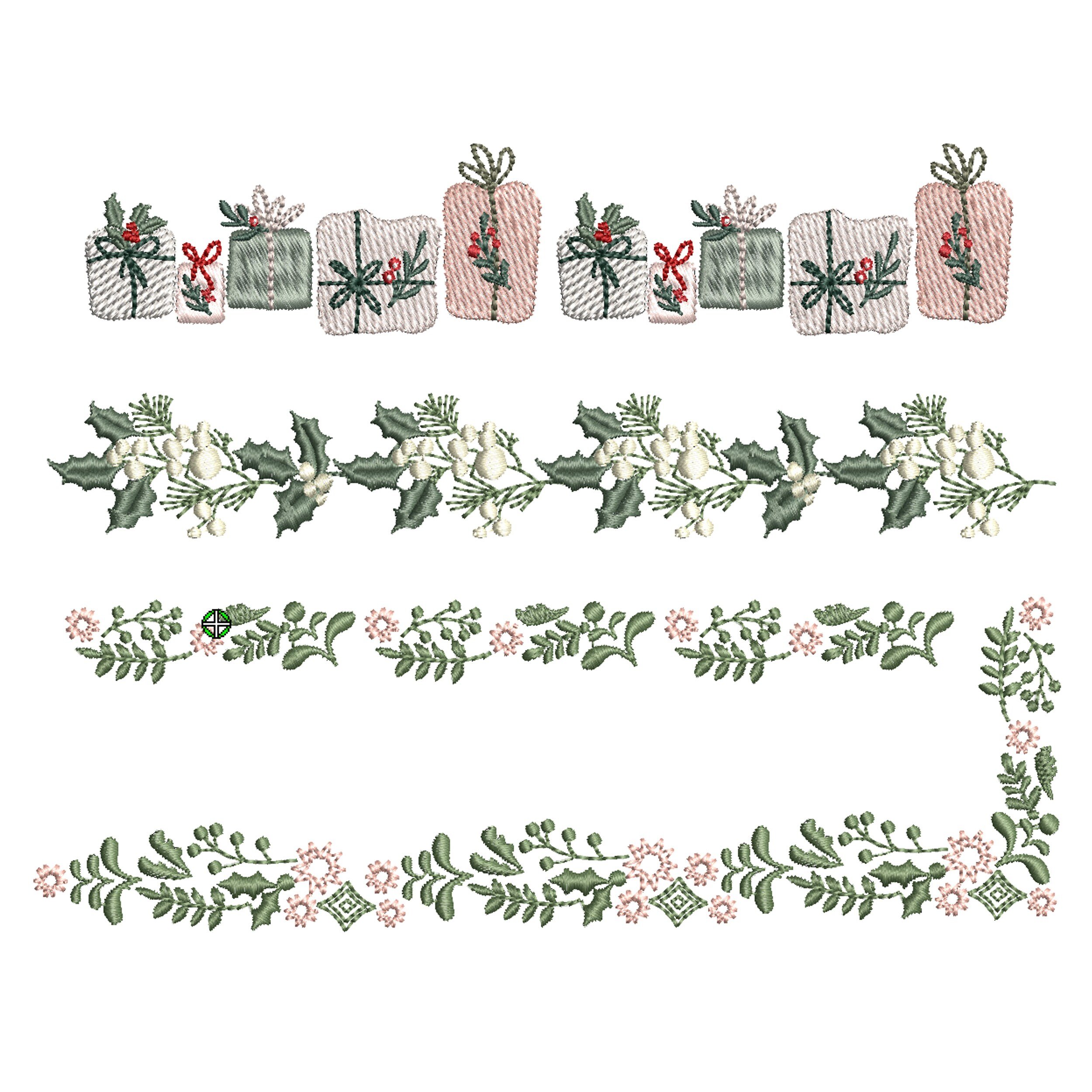 Romantic Christmas Tree Borders Machine Embroidery Design Digital Instant Download ZIP
