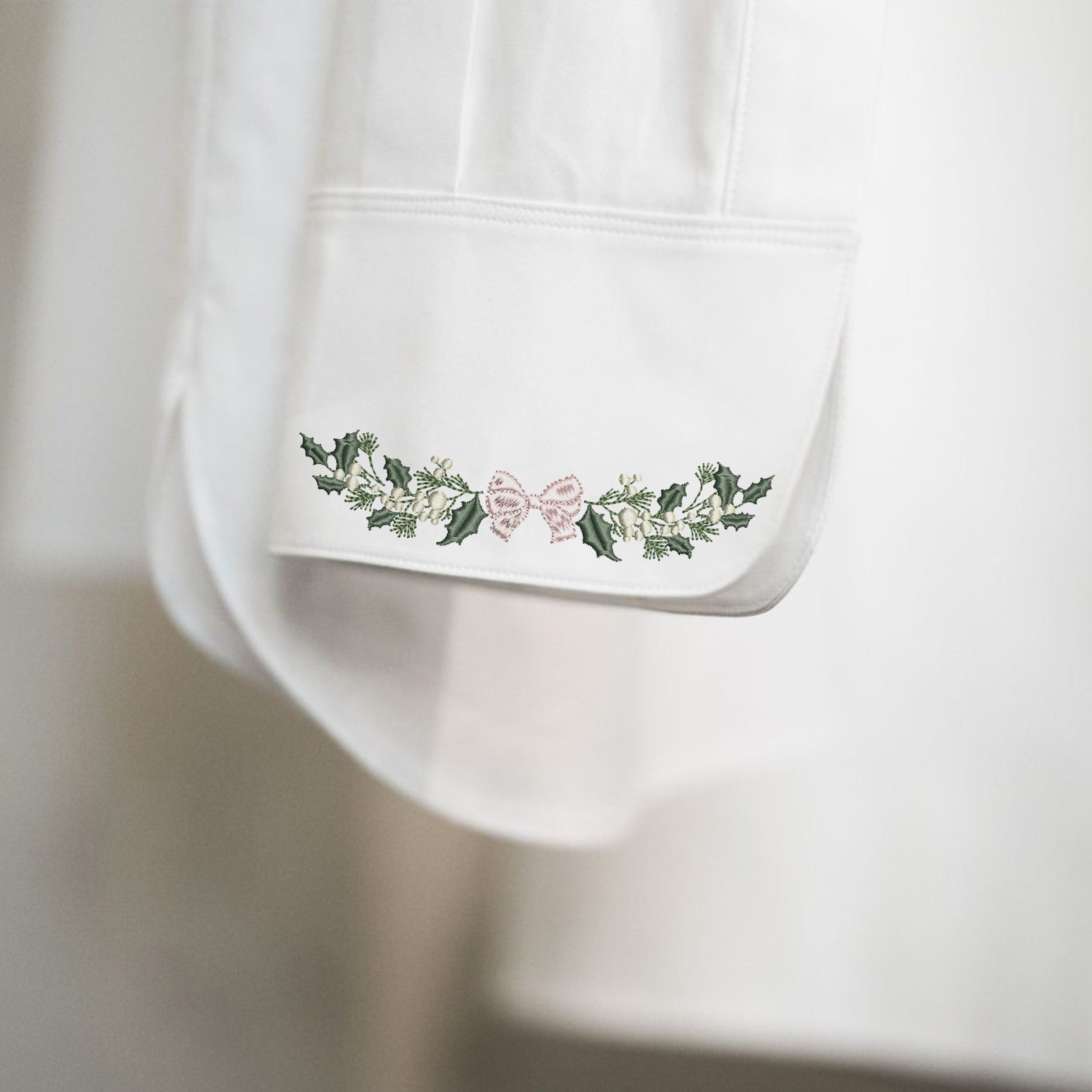 Romantic Christmas Tree Machine Embroidery Design embroidered on a blouse