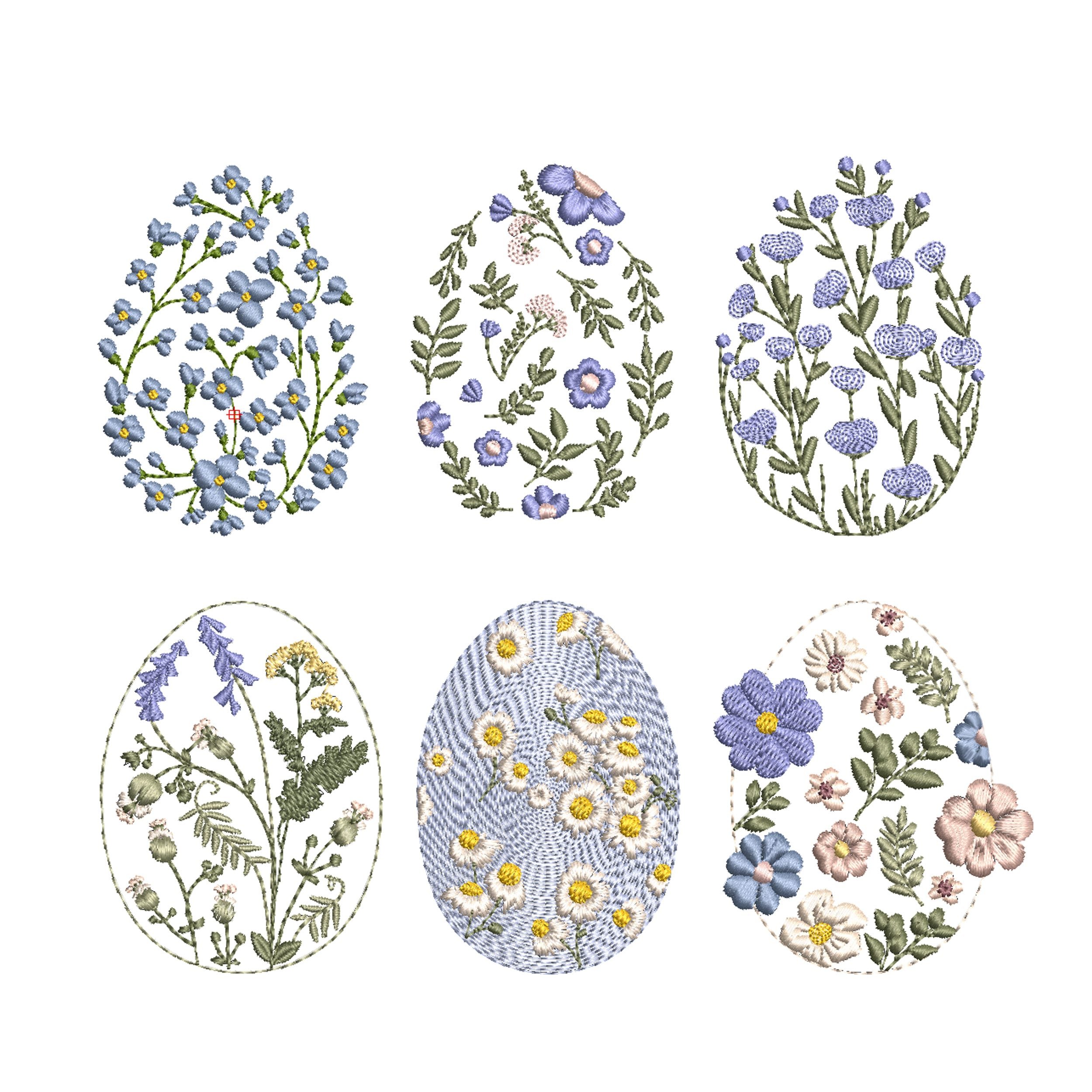 Easter Chinoiserie Egg Set Machine Embroidery Design, Spring Bunny Pattern Instant Download Zip in 5 sizes