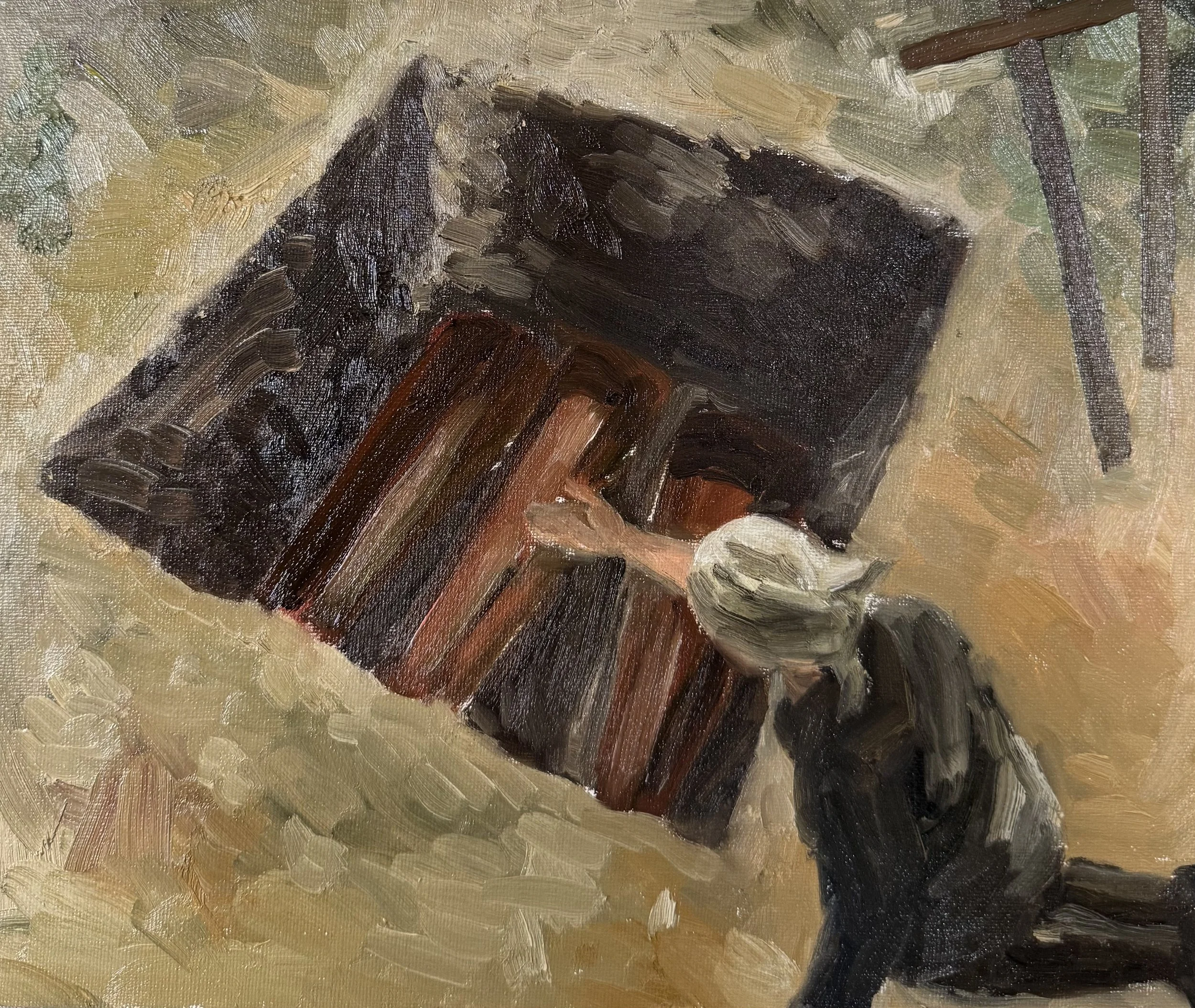 Three Coffins, 2025, Oil on cardboard - 30x40 cm