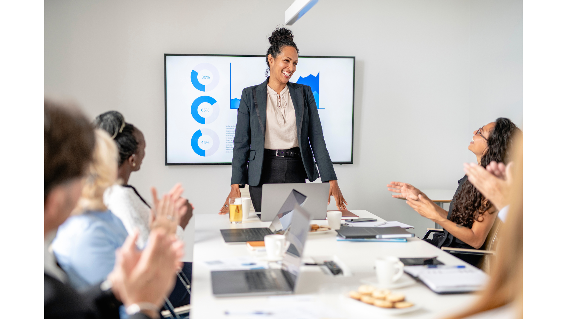 Stage-fright overcome: Actor Inside workshop graduate recording marketing videos, showcasing impact on workplace wellbeing and confidence