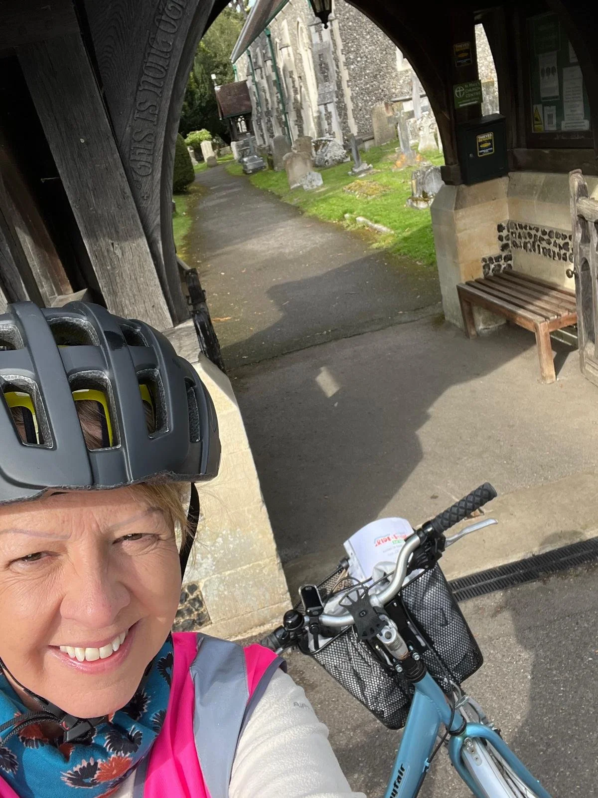 Karen Larkins preparing to set off for Ride+Stride 2025