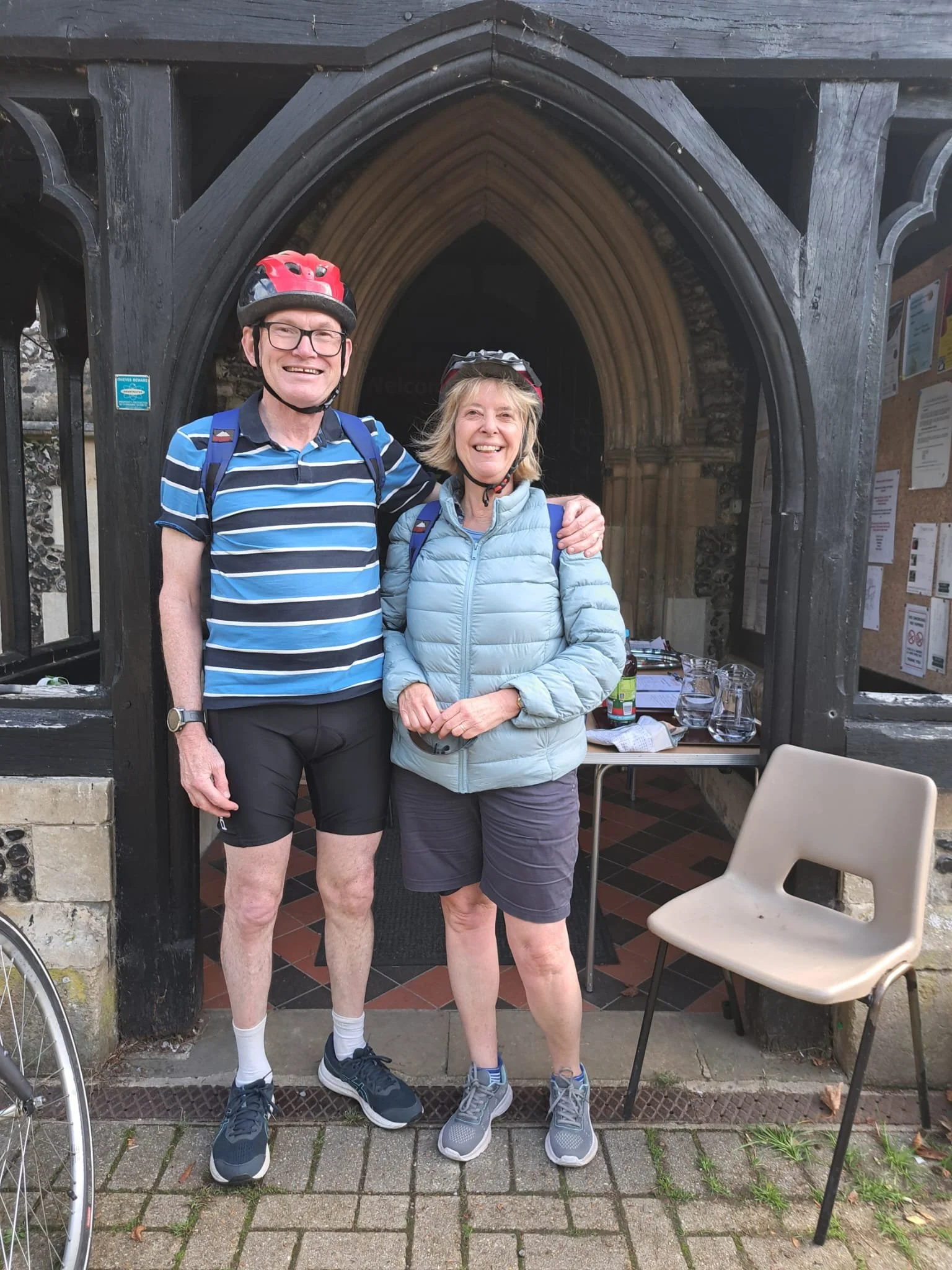 Mark & Susan Puddy visiting one of the churches during Ride+Stride 2025