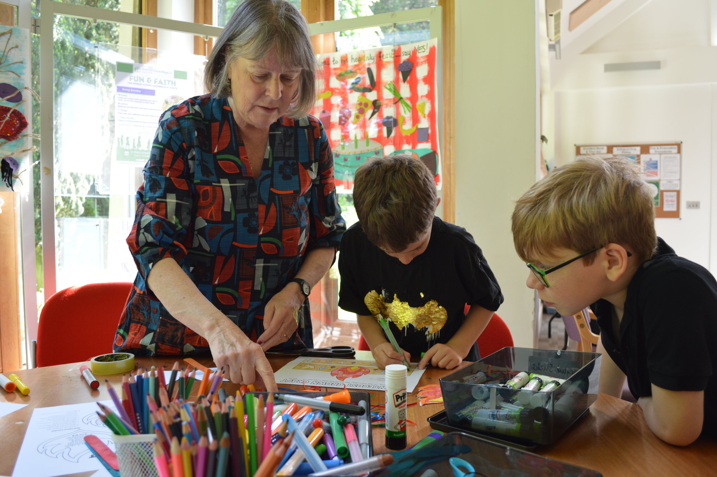 Lesley helping our young Fun & Faith goers