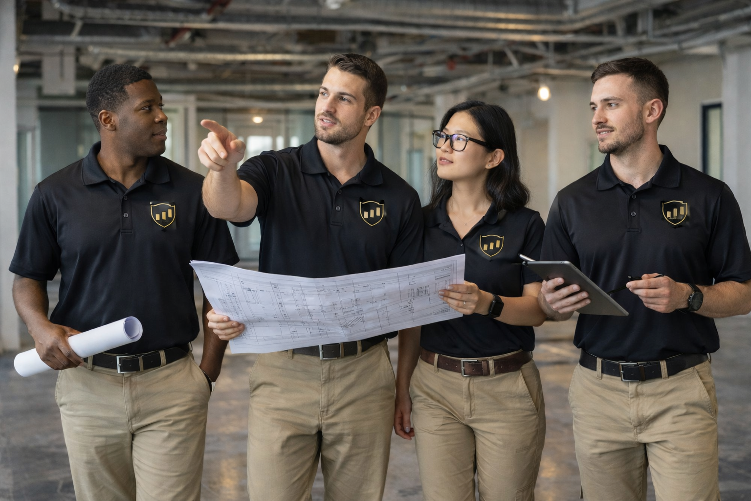 Bulletproof WiFi team planning network infrastructure in a commercial space