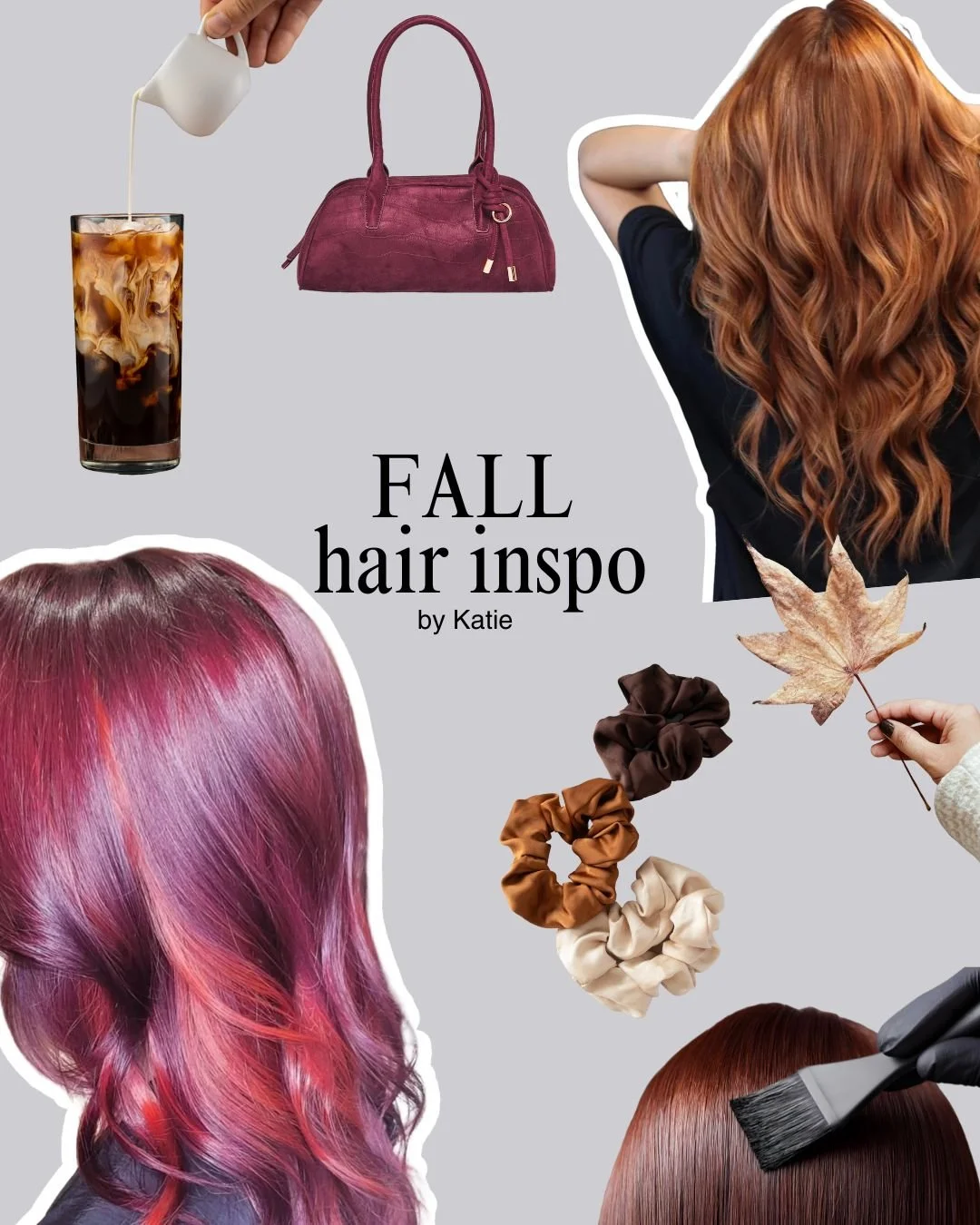 Fall hair inspo by Katie, straight from the chair. 🍁  Think latte brunettes with caramel ribbons, cozy copper, and &ldquo;mulled wine&rdquo; reds with peekaboo panels. Glossy, dimensional, and customized to your skin tone and maintenance plan.