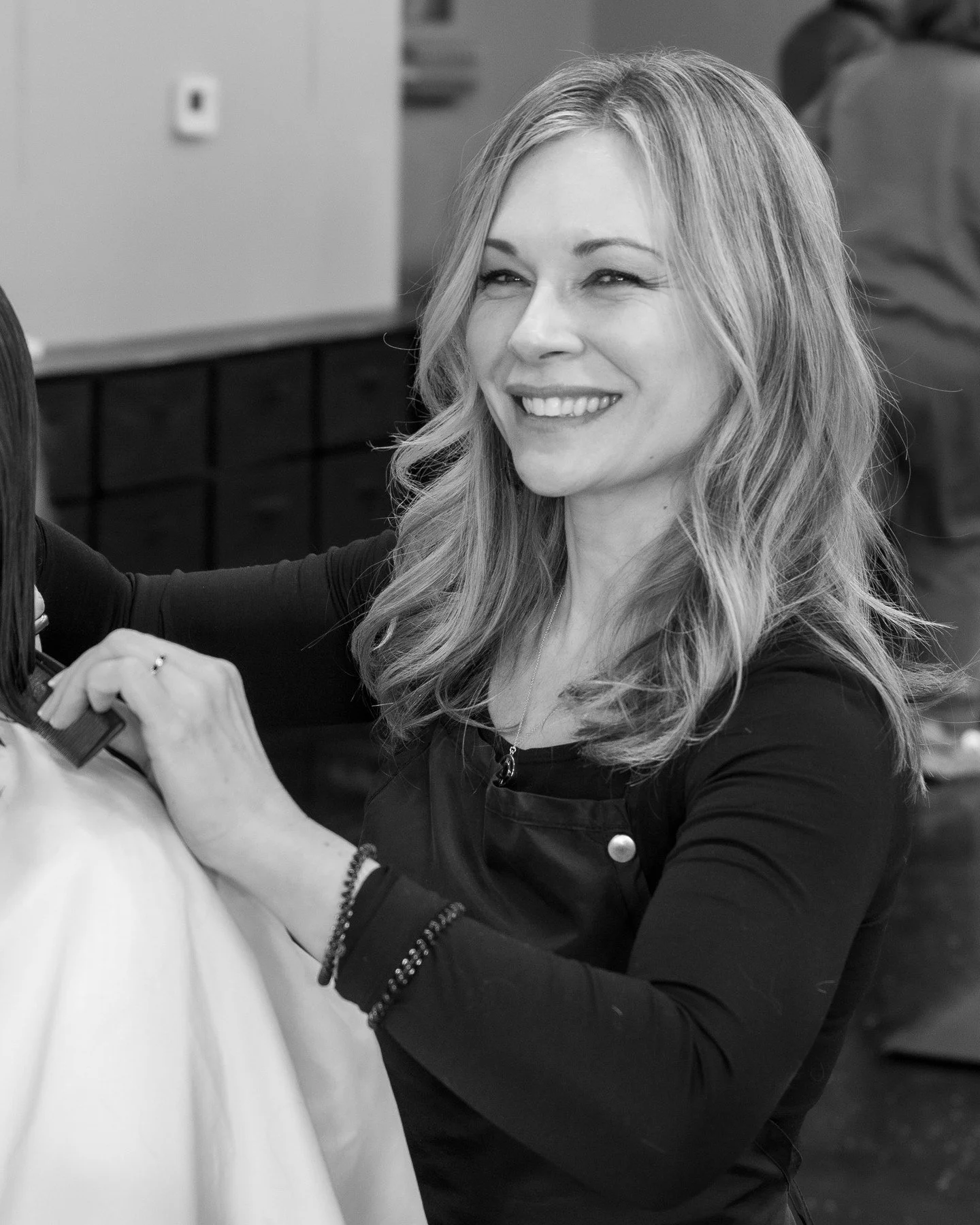 Rachel brings over twenty-five years of experience to the chair. She understands movement. Her focus is often on fine hair and building texture that supports the shape long after you leave. She builds real friendships here and often works with multip