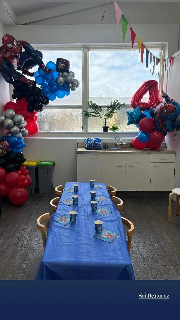 Children's birthday party setup at Little Nui in Whanganui