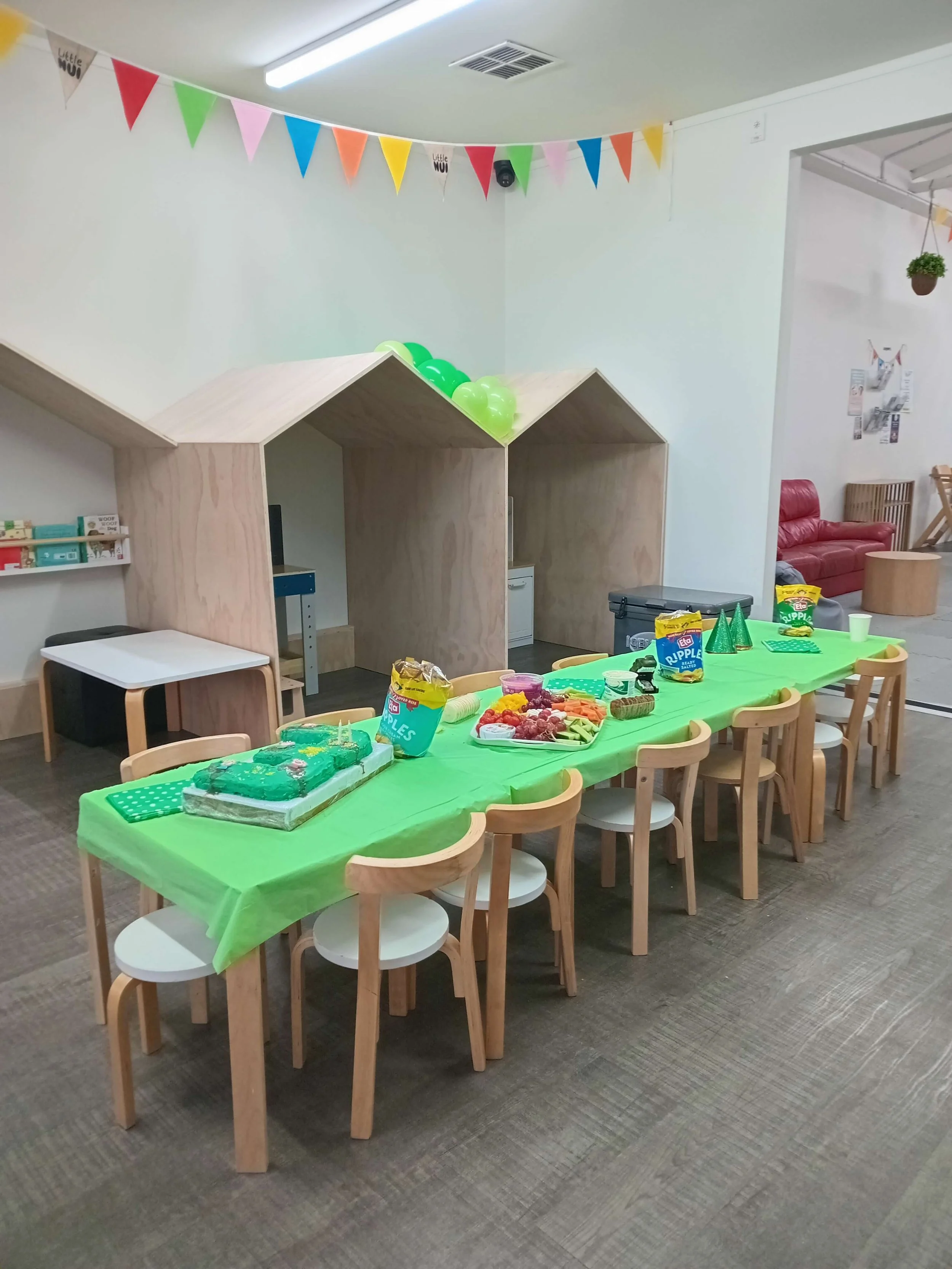 Children's birthday party setup at Little Nui in Whanganui