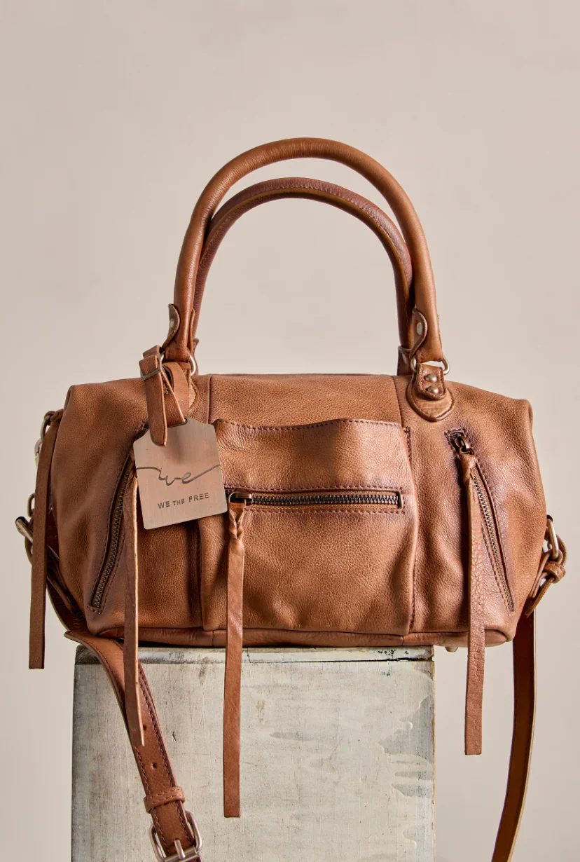 Free People Baby Emerson Leather Tote Bag- Saddle