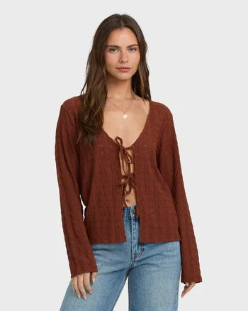 Billabong Havana Long Sleeve Knit Top-Cowhide