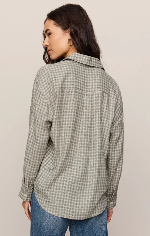 z supply emerald plaid long sleeve